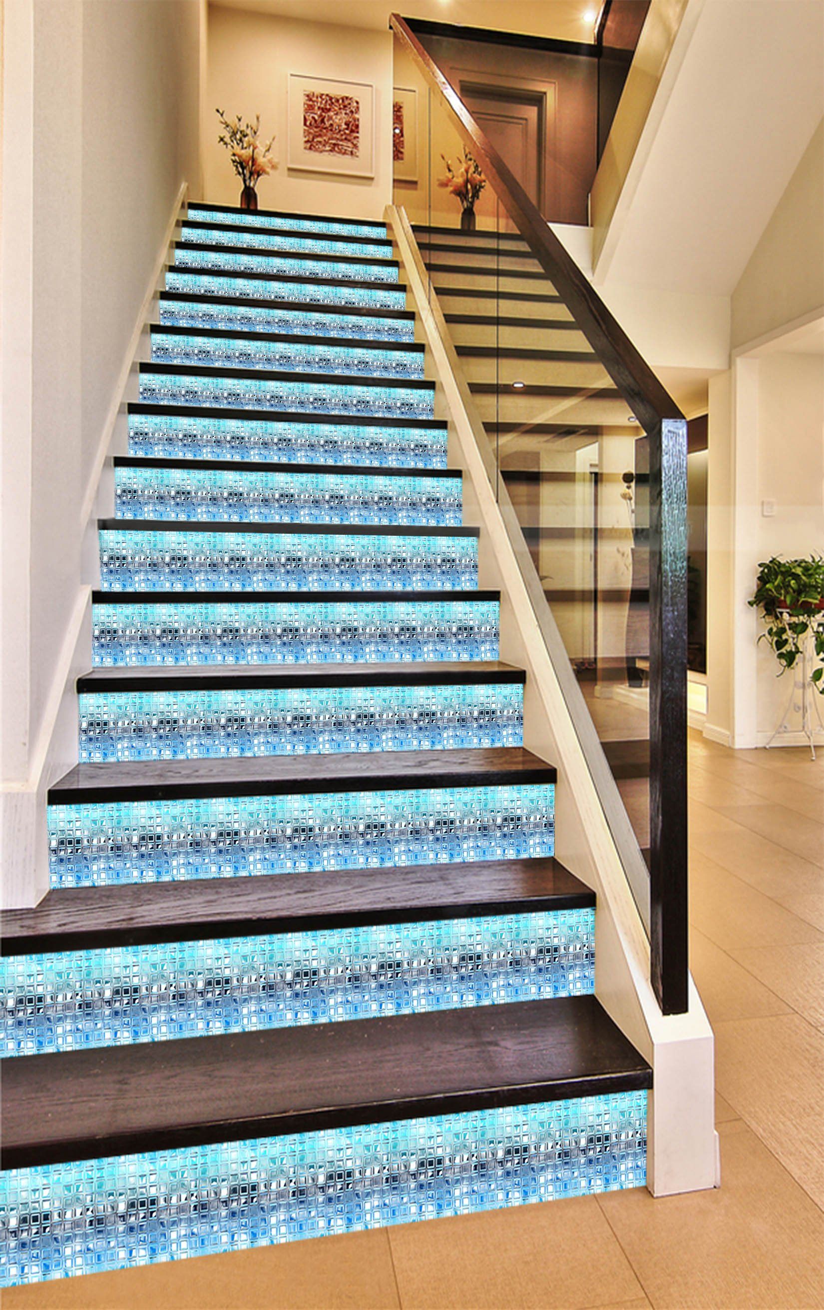 3D Shining Square Grids 1684 Stair Risers Wallpaper AJ Wallpaper 