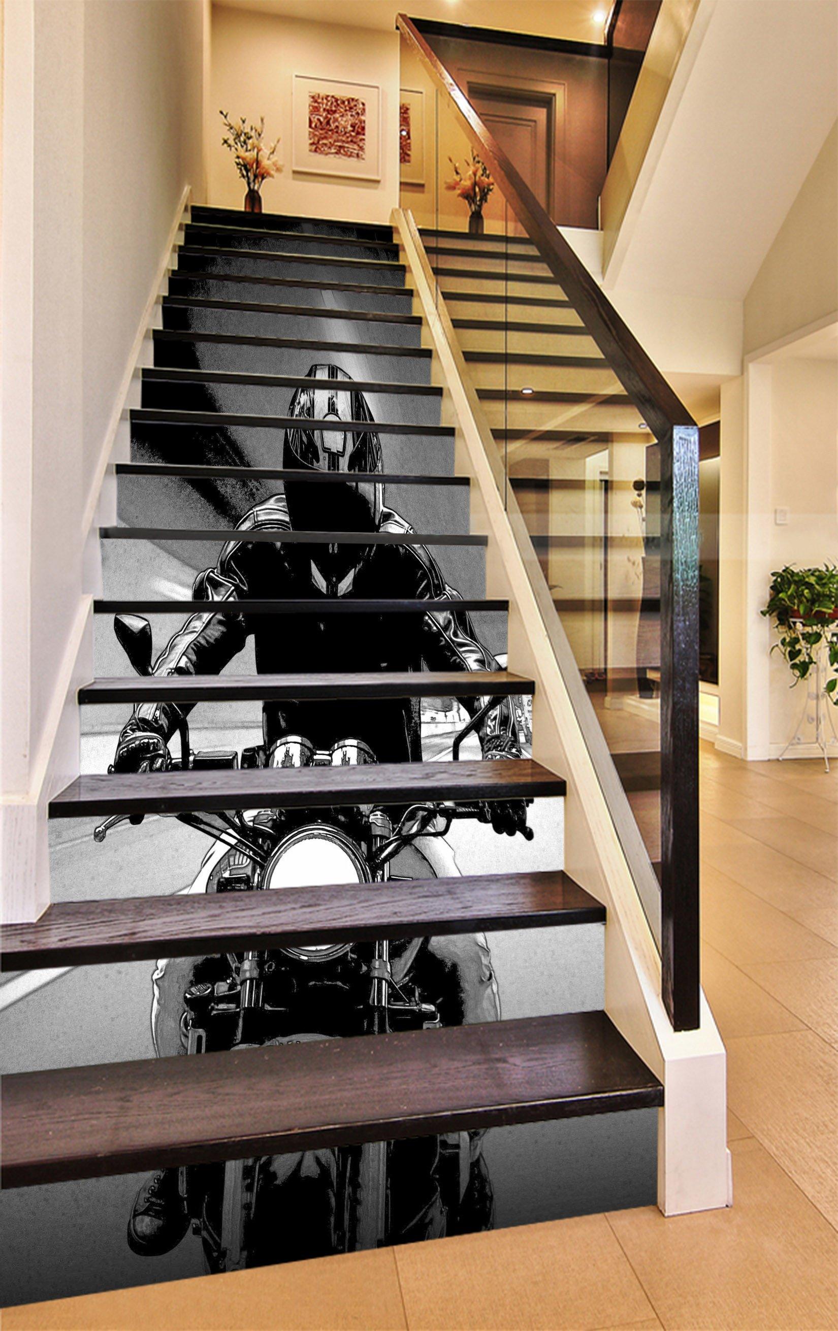 3D Motorcycle Rider 1152 Stair Risers Wallpaper AJ Wallpaper 
