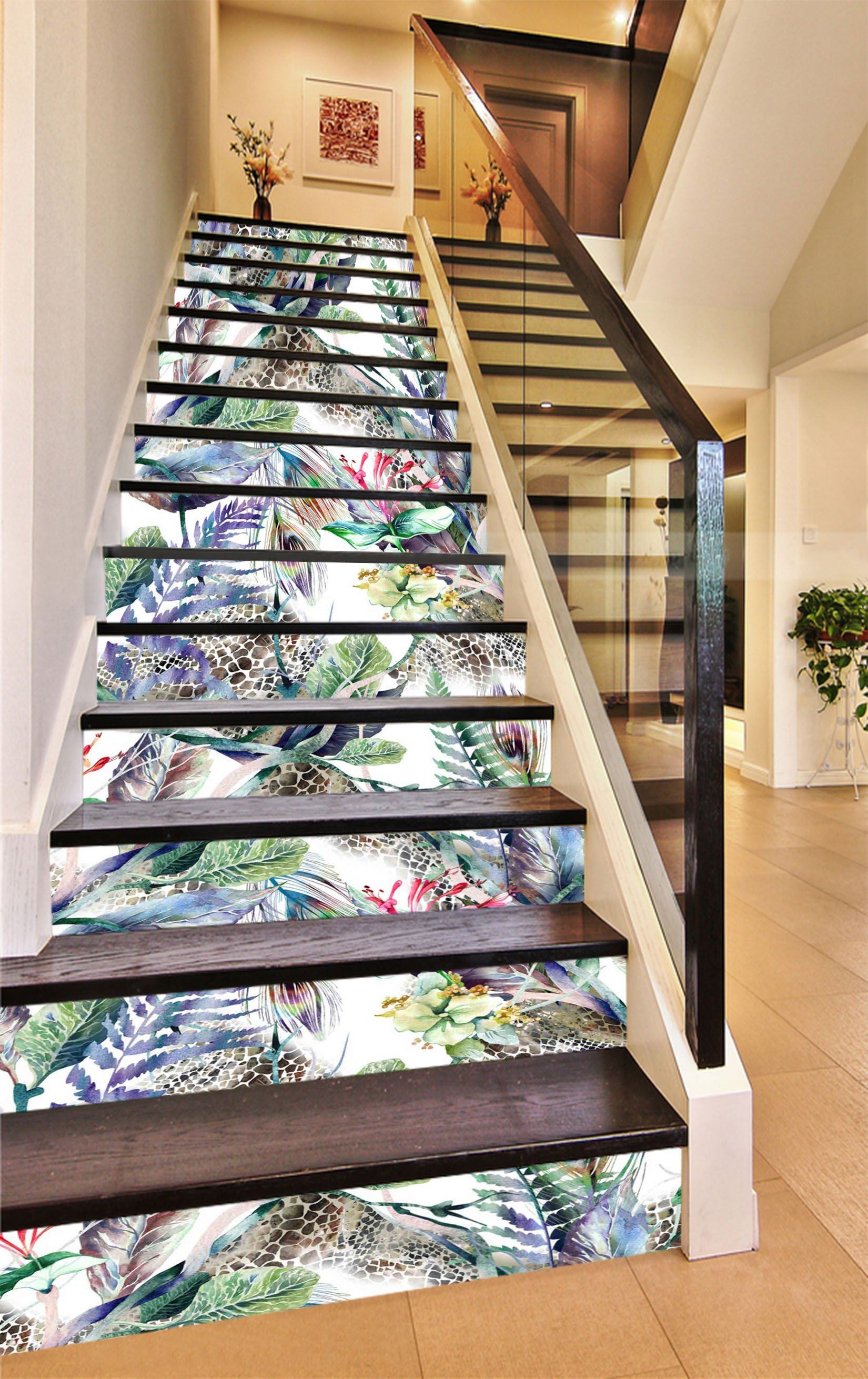 3D Flowers Leaves Feathers 1164 Stair Risers Wallpaper AJ Wallpaper 