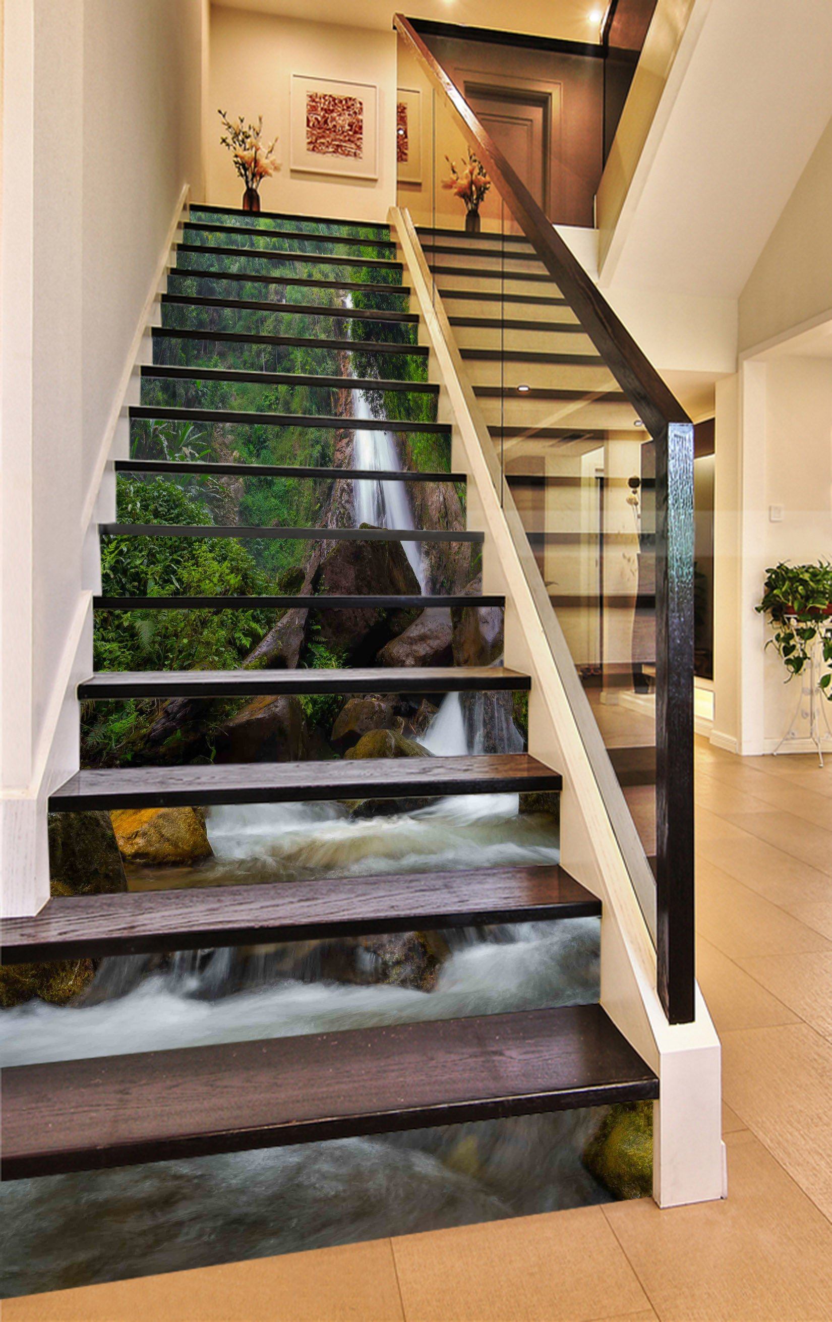 3D Landslide Waterfall 401 Stair Risers Wallpaper AJ Wallpaper 