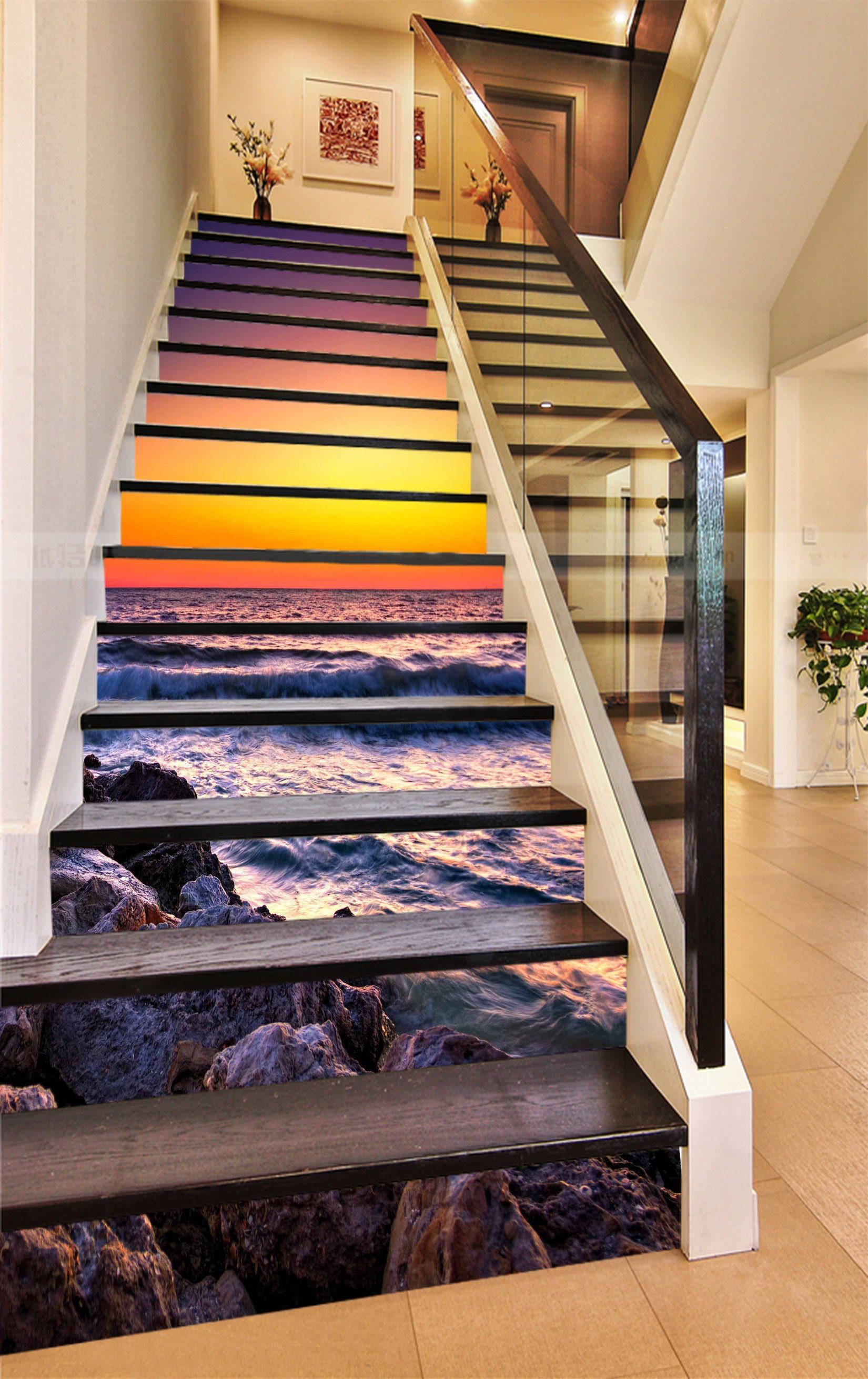 3D Pretty Sea Sunset Glow 713 Stair Risers Wallpaper AJ Wallpaper 