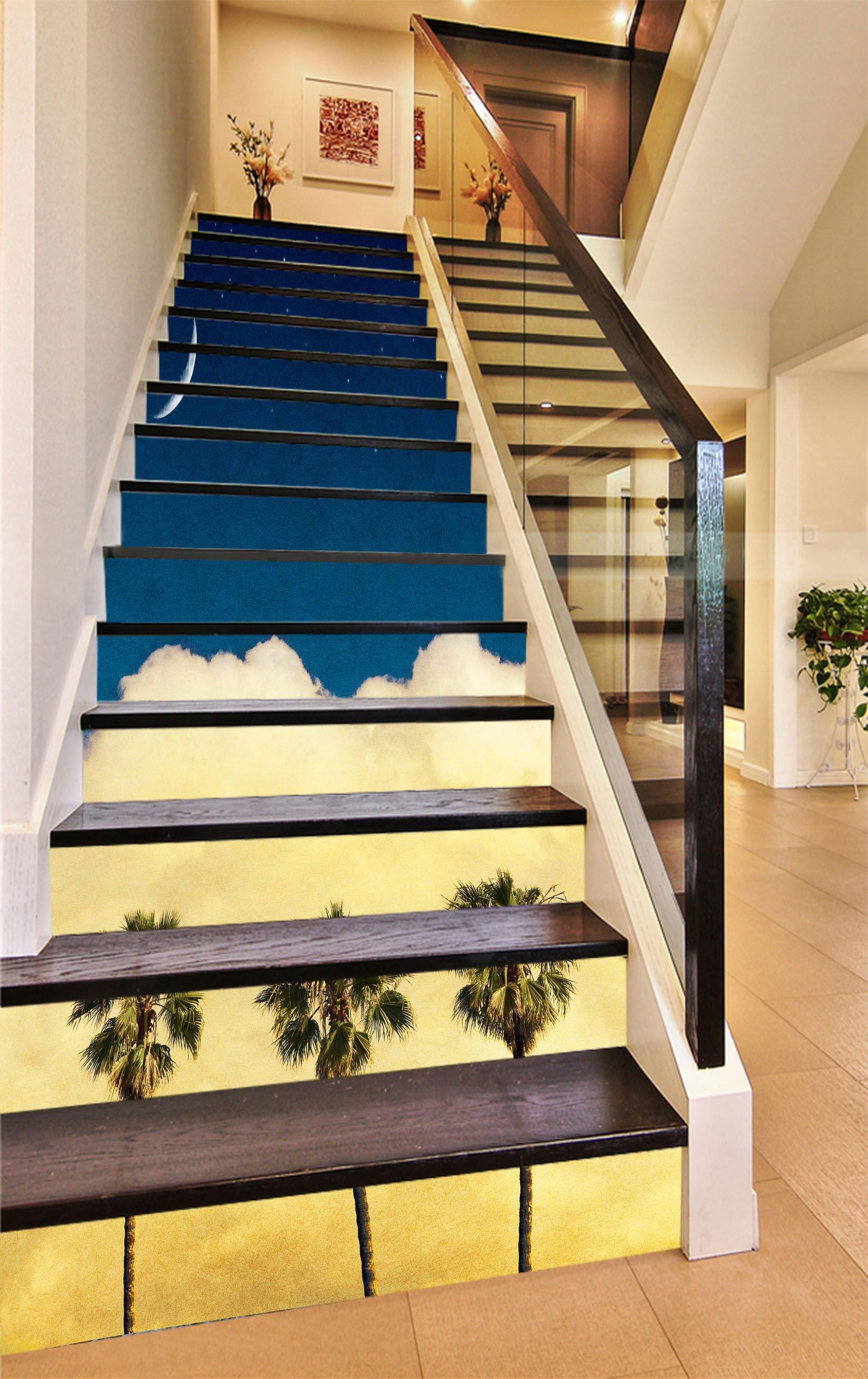 3D Palm Trees Stars Sky 1184 Stair Risers Wallpaper AJ Wallpaper 