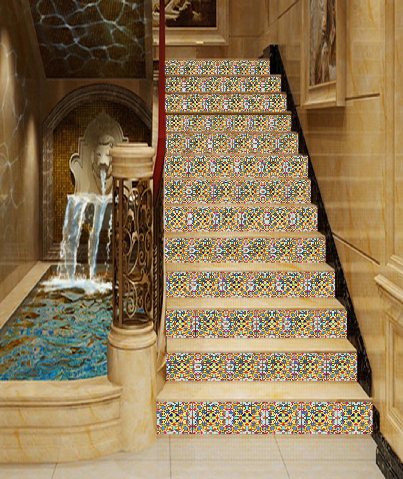3D Color Pattern 939 Stair Risers Wallpaper AJ Wallpaper 