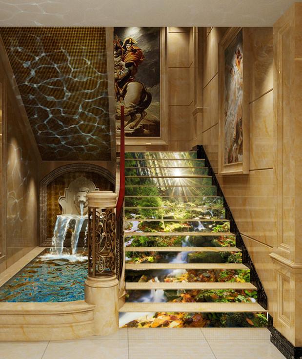 3D Forest Bright Sun 85 Stair Risers Wallpaper AJ Wallpaper 