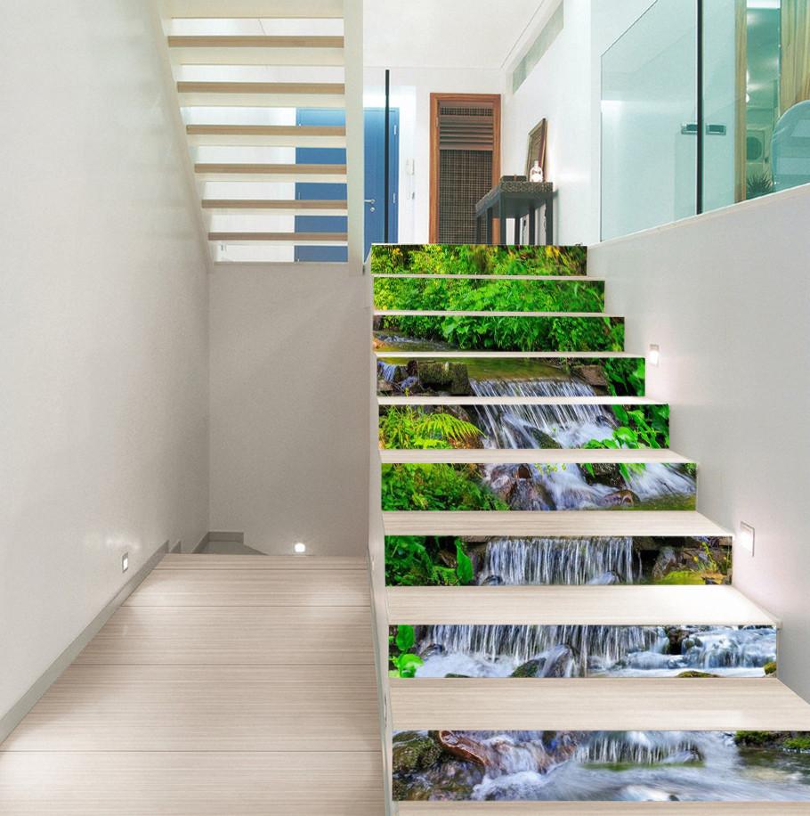 3D Flowing River 64 Stair Risers Wallpaper AJ Wallpaper 