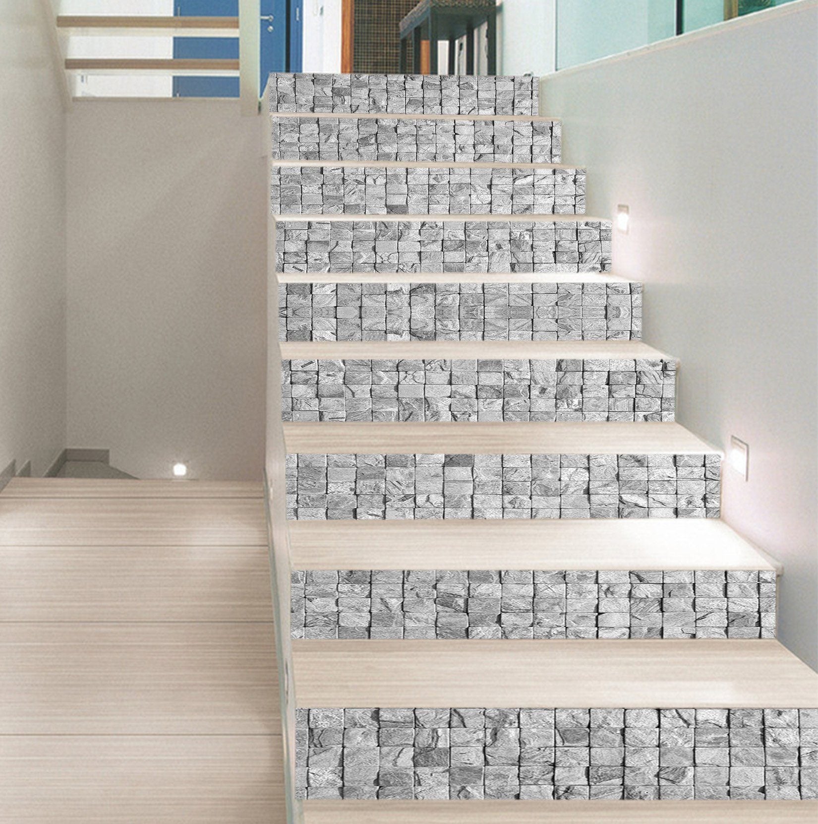 3D Retro Brick 588 Marble Tile Texture Stair Risers Wallpaper AJ Wallpaper 