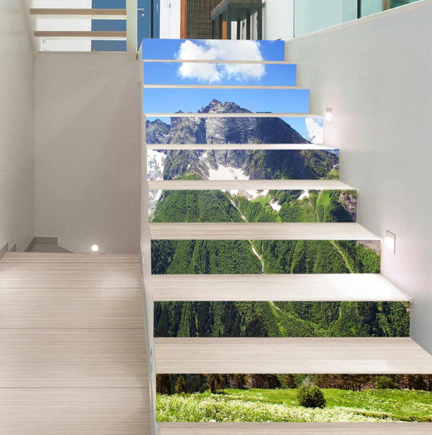 3D Mountain Scenery 1574 Stair Risers Wallpaper AJ Wallpaper 