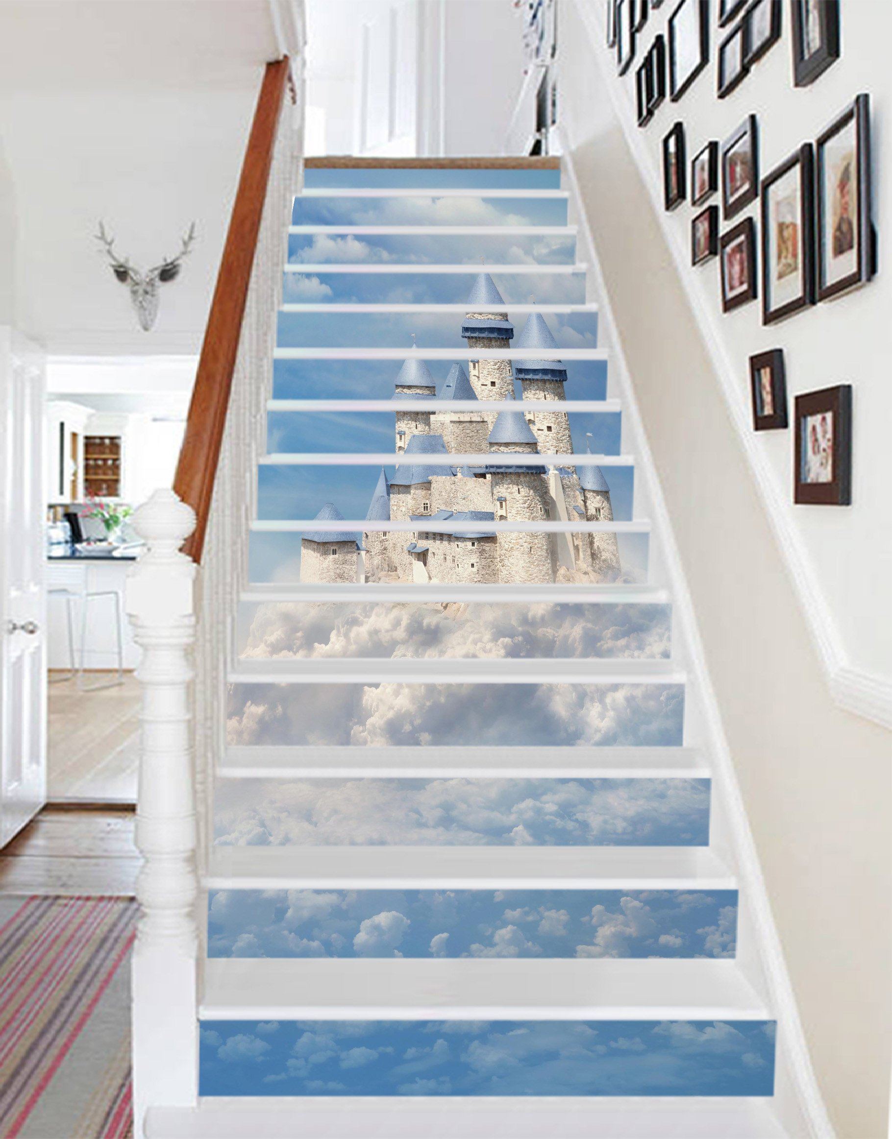 3D Pretty Sky Castle 1599 Stair Risers Wallpaper AJ Wallpaper 