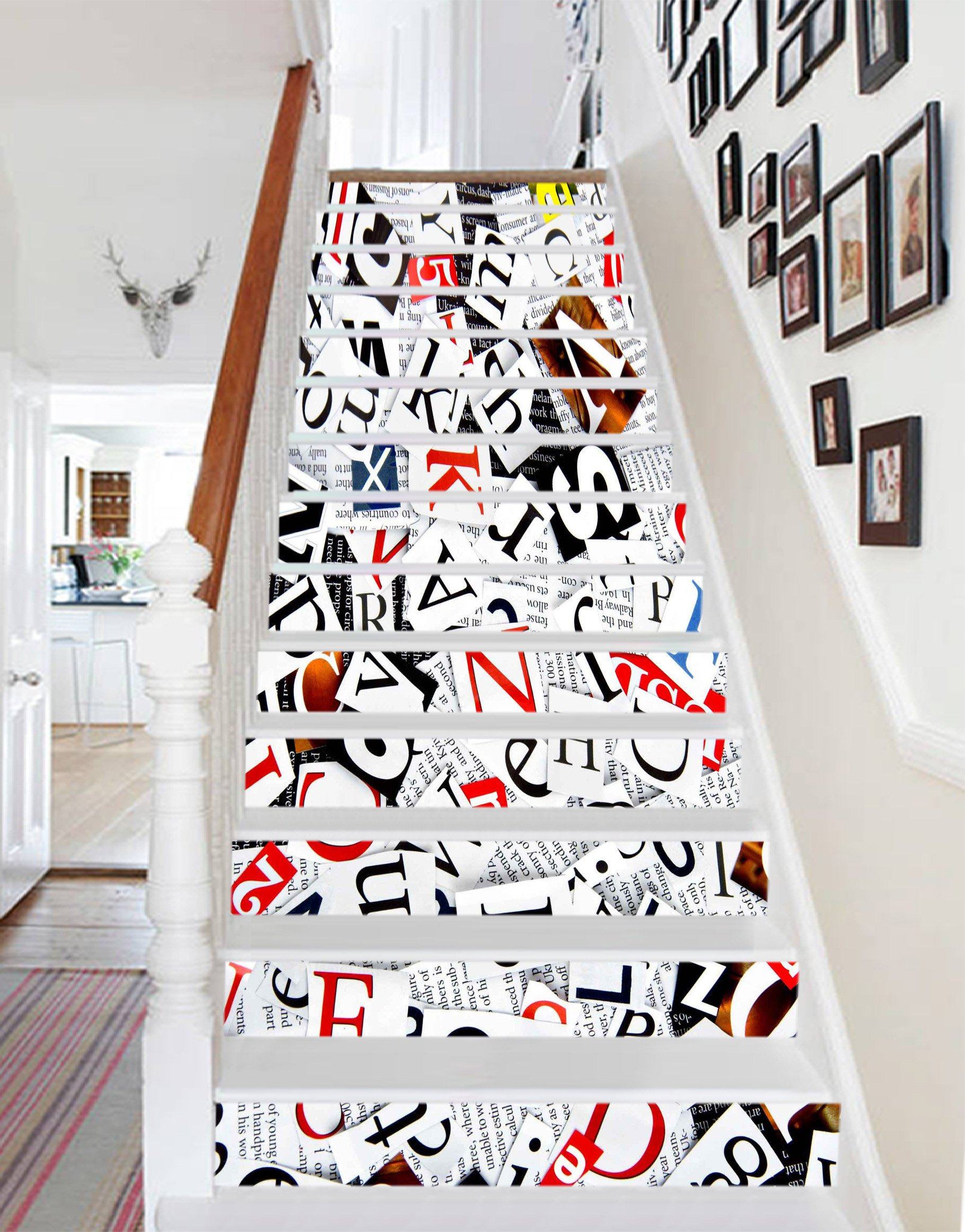 3D Messy Alphabets 1282 Stair Risers Wallpaper AJ Wallpaper 
