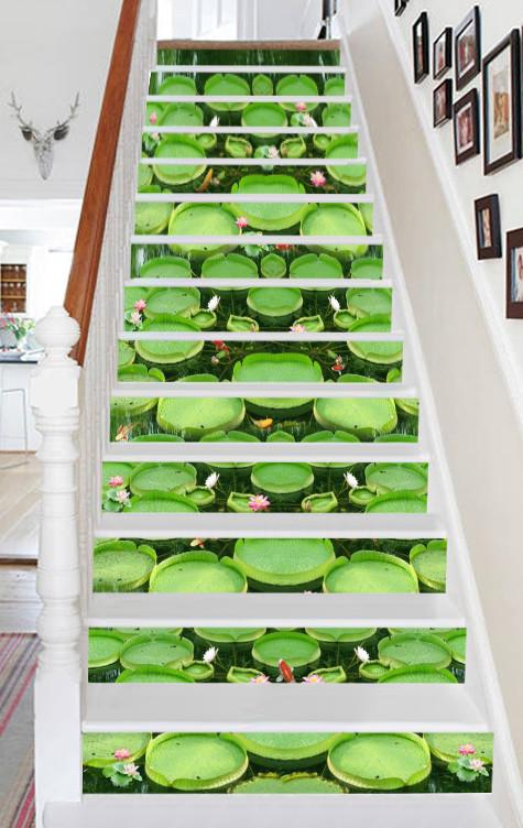 3D Pretty Lake Plants 761 Stair Risers Wallpaper AJ Wallpaper 