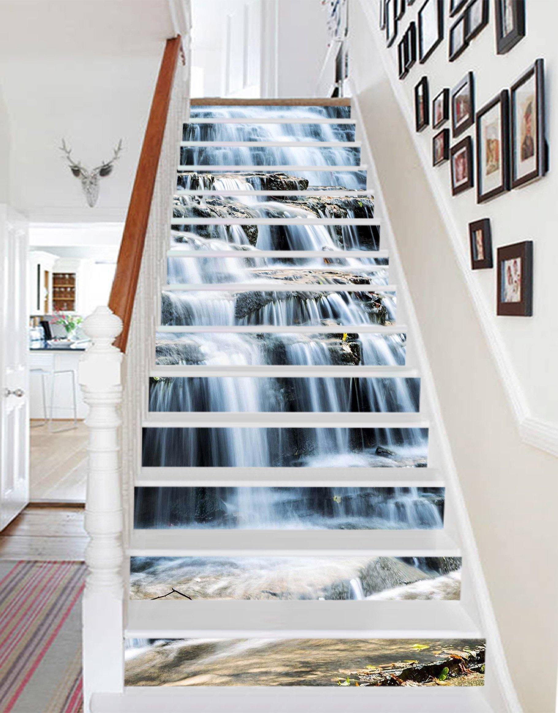 3D Flowing Waterfall 1592 Stair Risers Wallpaper AJ Wallpaper 