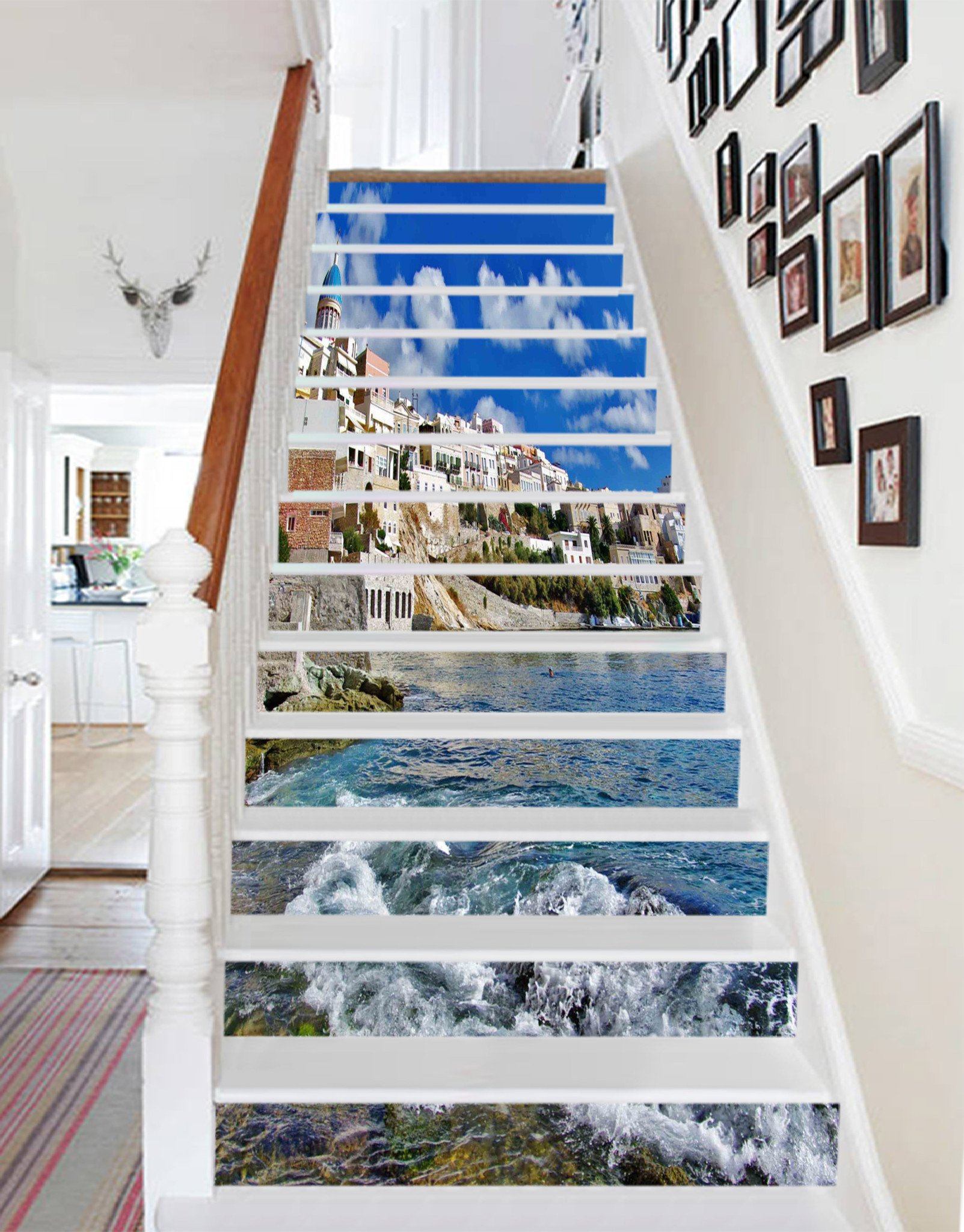 3D Seaside City 948 Stair Risers Wallpaper AJ Wallpaper 