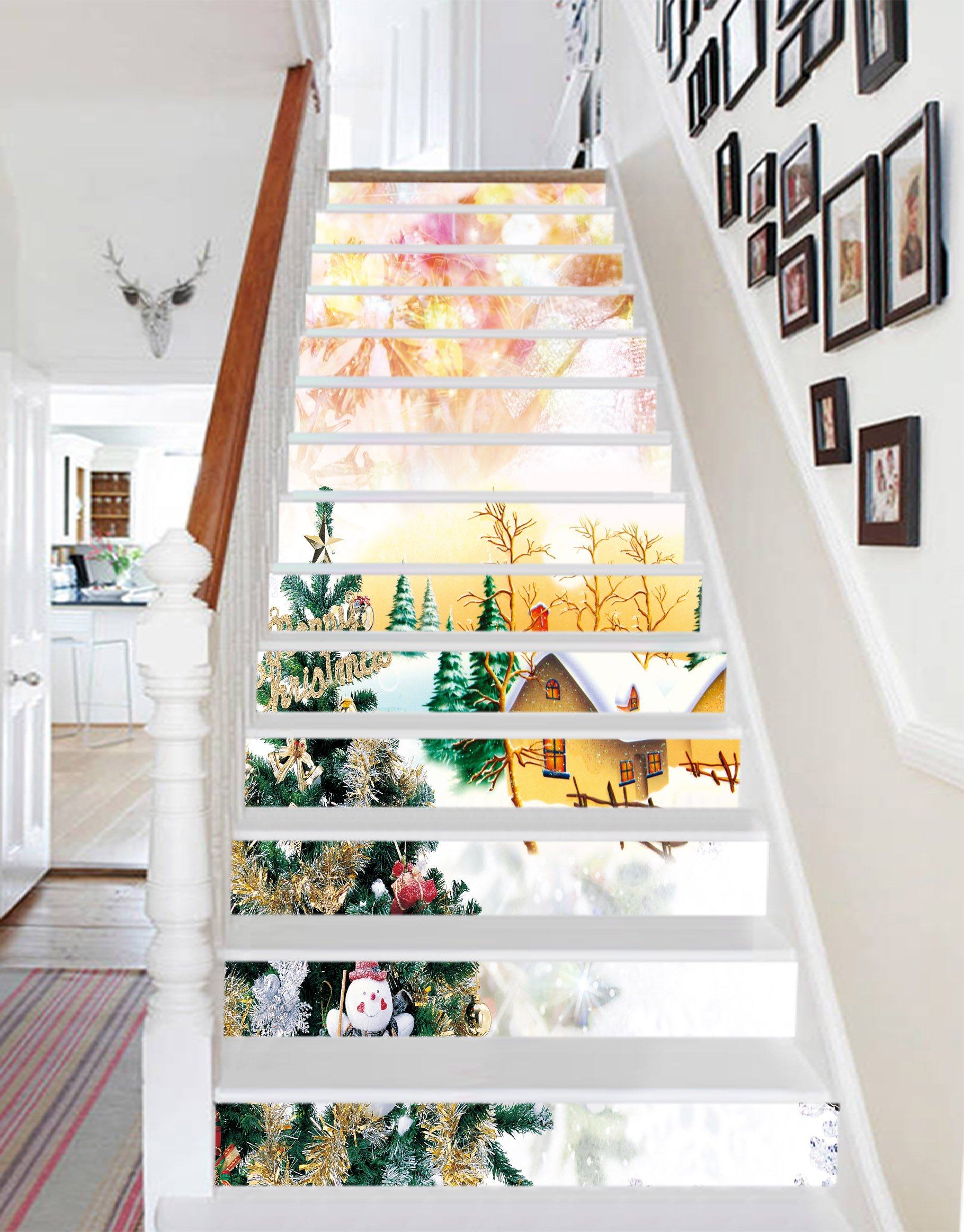 3D Happy Christmas Xmas 2 Stair Risers Wallpaper AJ Wallpaper 
