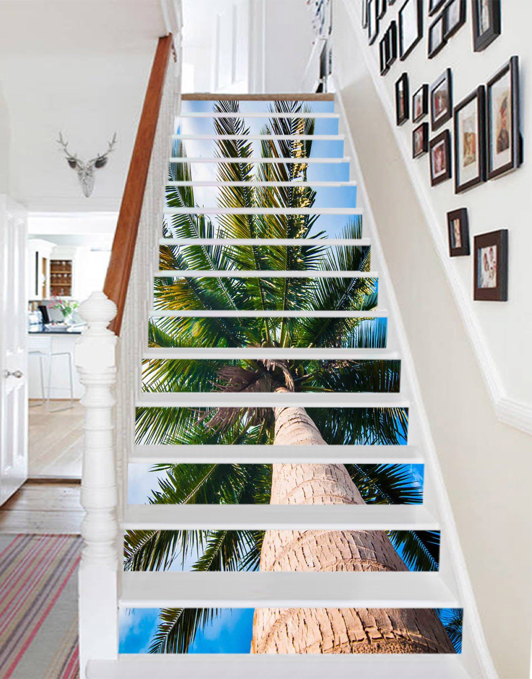 3D Tall Coconut Tree 793 Stair Risers Wallpaper AJ Wallpaper 