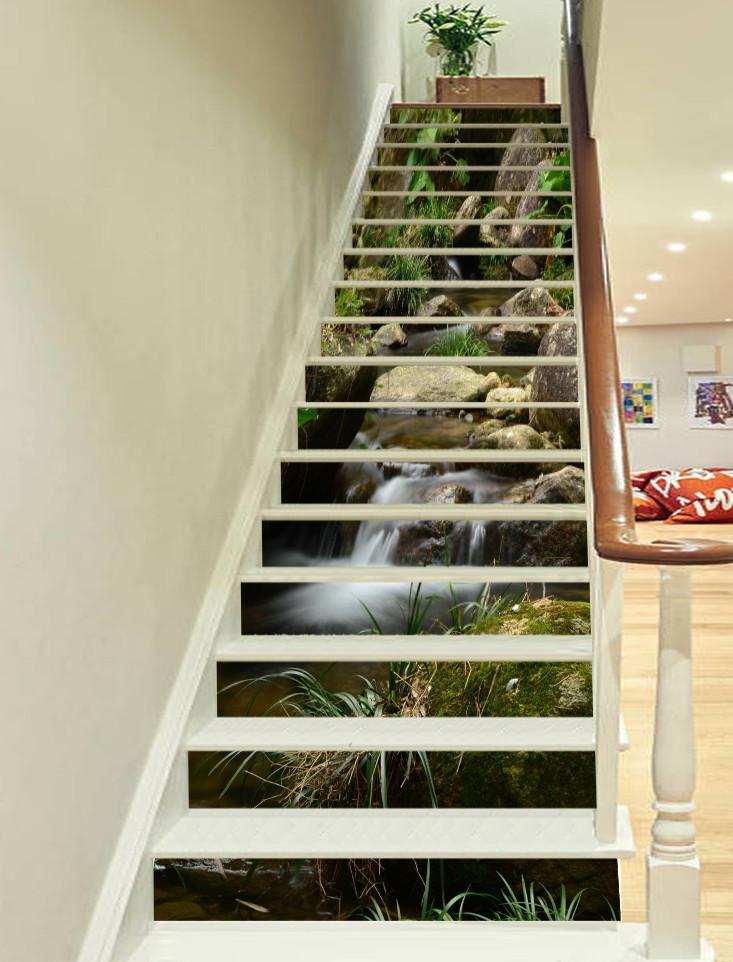 3D River Stones Scenery 654 Stair Risers Wallpaper AJ Wallpaper 