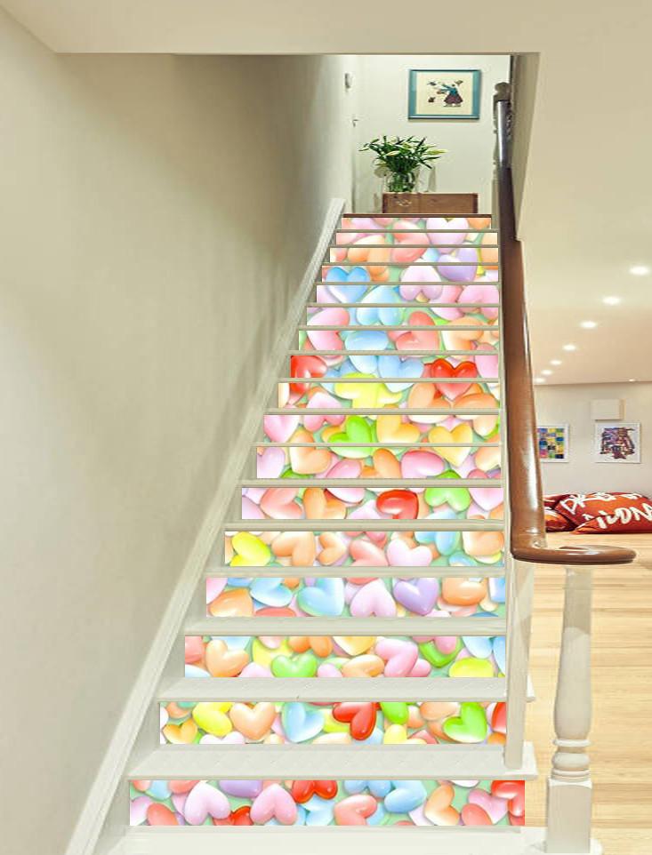 3D Heart-shaped Patterns 778 Stair Risers Wallpaper AJ Wallpaper 