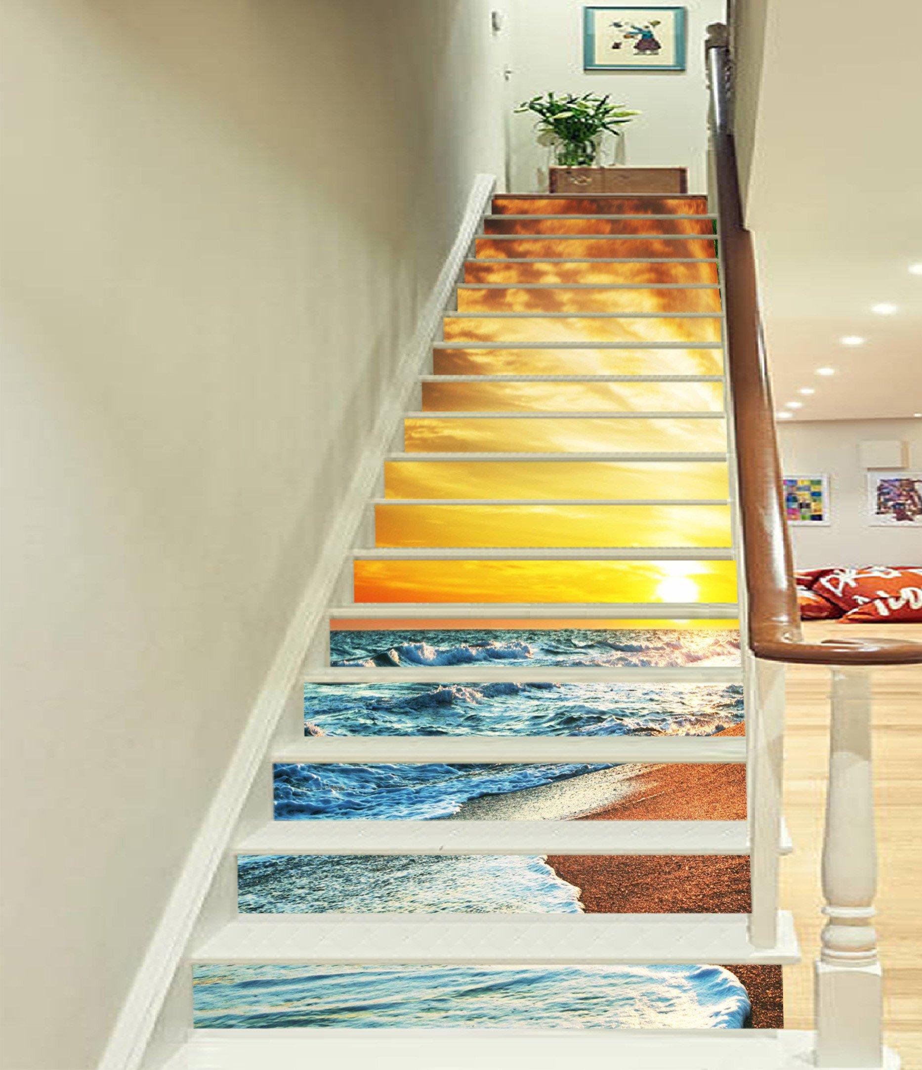 3D Bright Beach Sunset 1201 Stair Risers Wallpaper AJ Wallpaper 