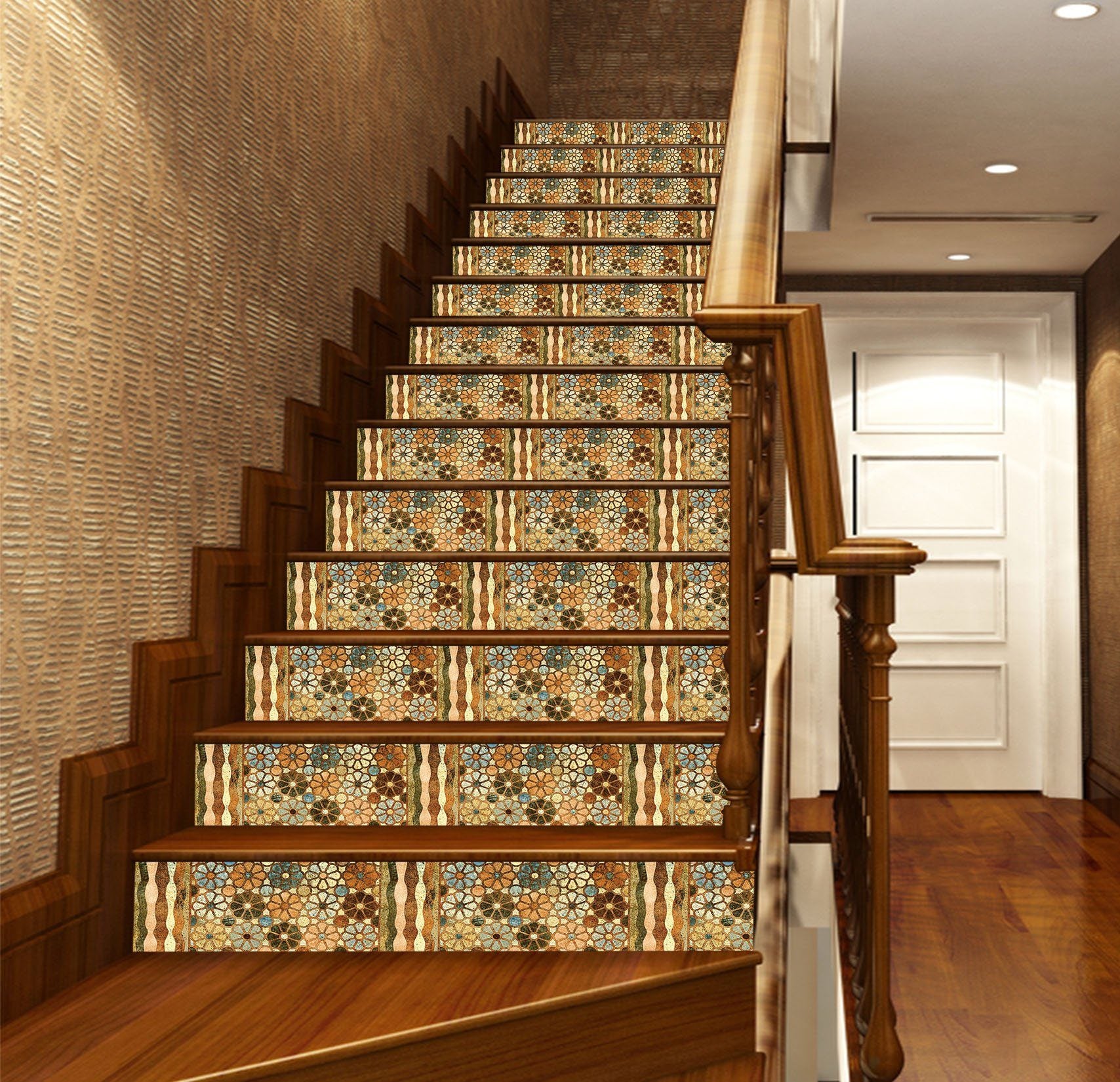 3D Flowers Pattern 1657 Stair Risers Wallpaper AJ Wallpaper 