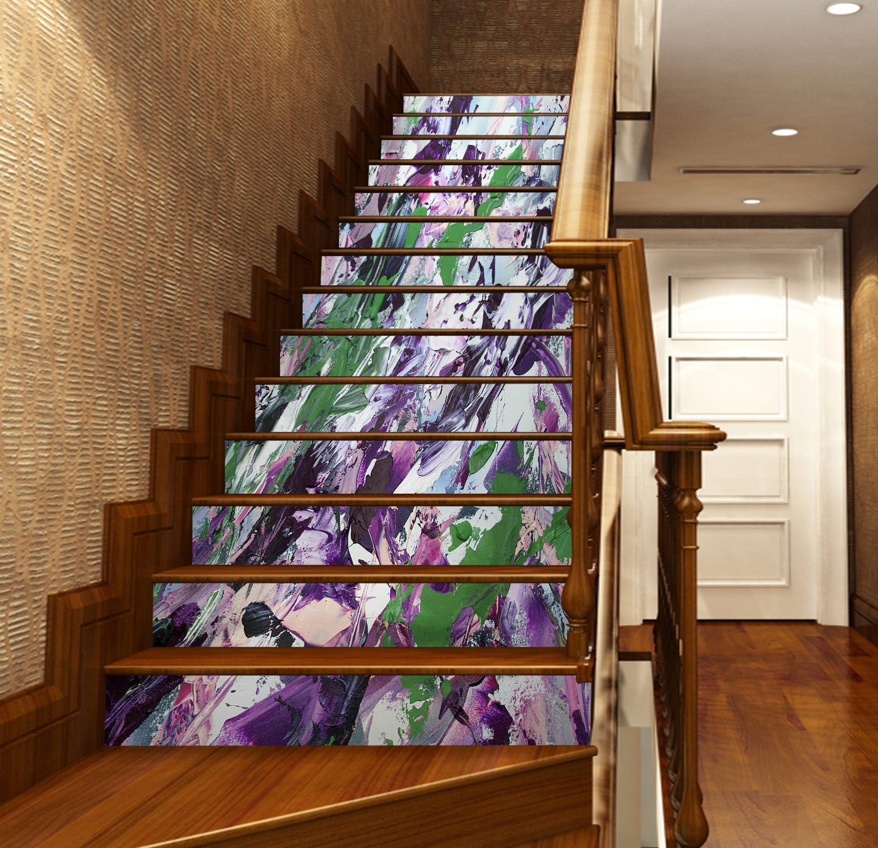 3D Purple Flowers Oil Painting 9091 Allan P. Friedlander Stair Risers