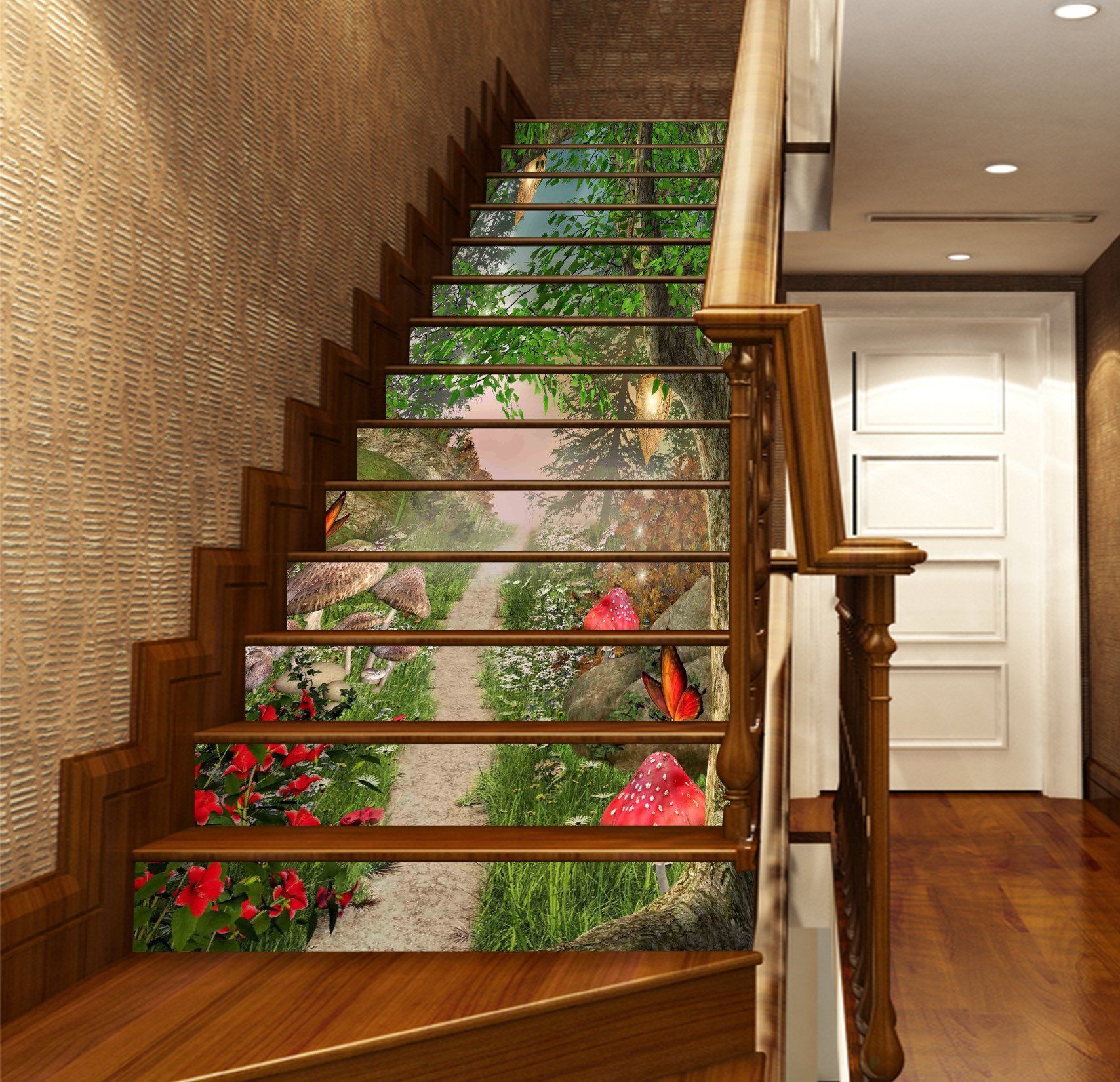 3D Pretty Forest Path 816 Stair Risers Wallpaper AJ Wallpaper 