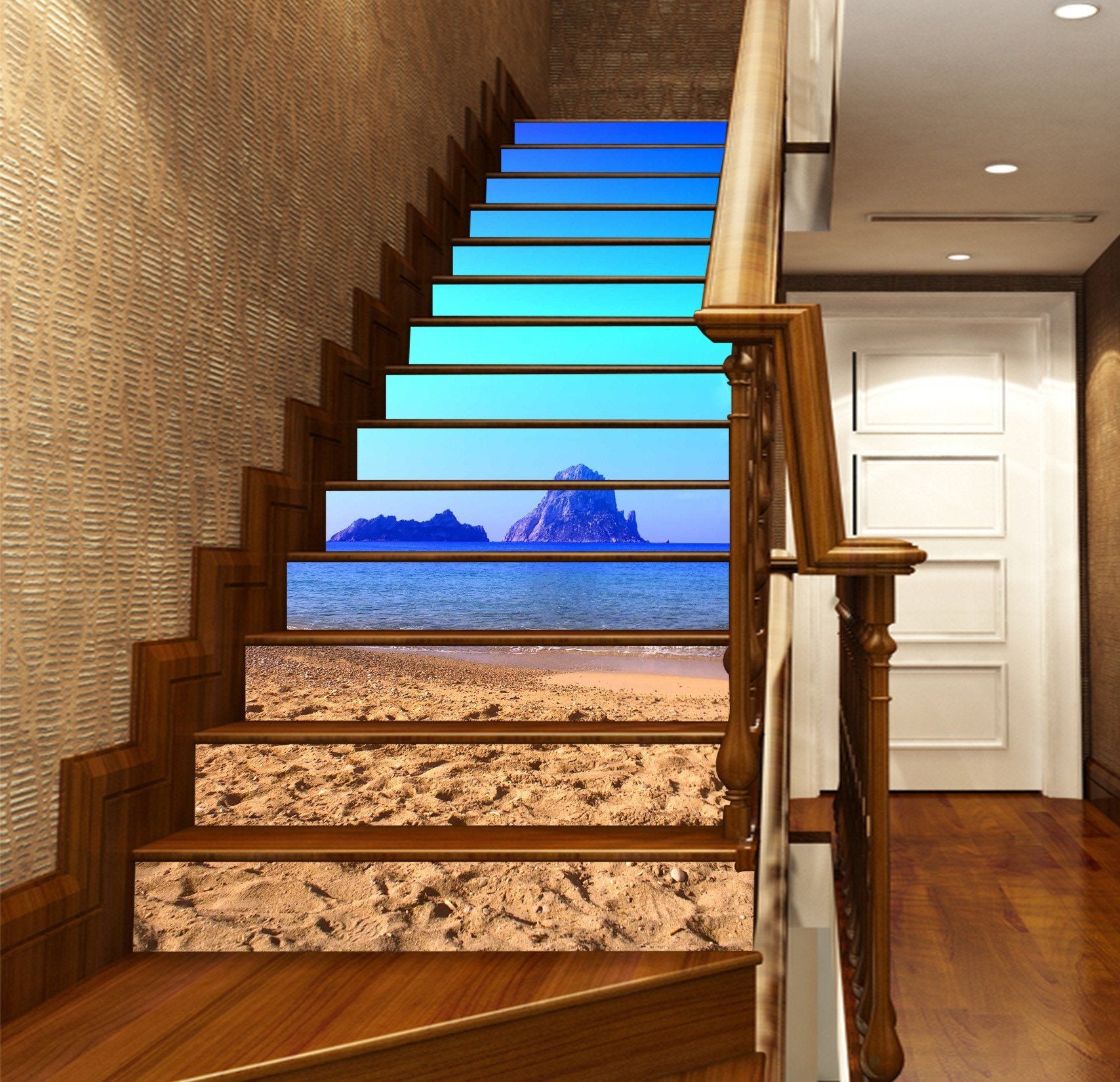 3D Sea Mountains 784 Stair Risers Wallpaper AJ Wallpaper 