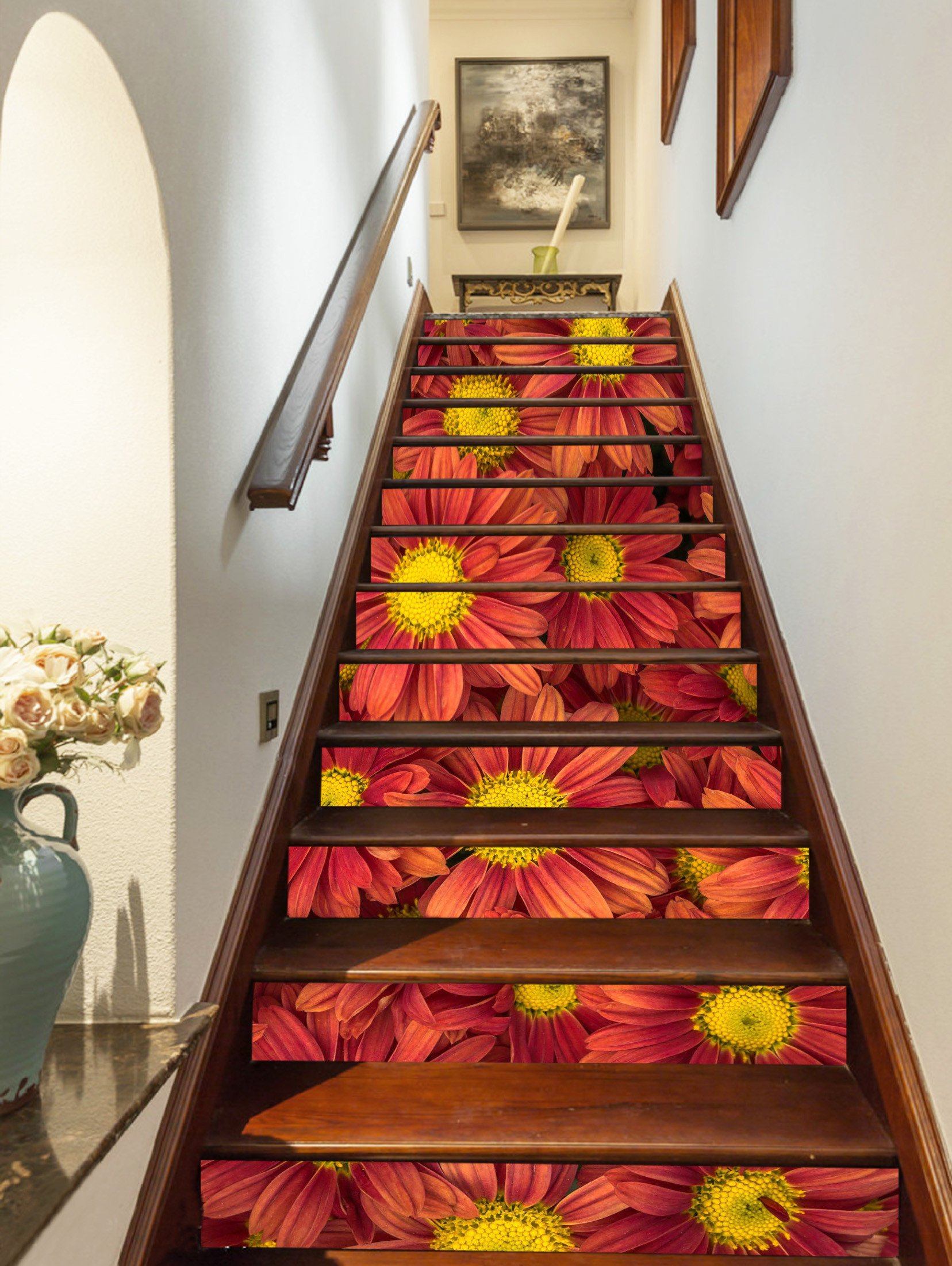 3D Chrysanthemums 1277 Stair Risers Wallpaper AJ Wallpaper 