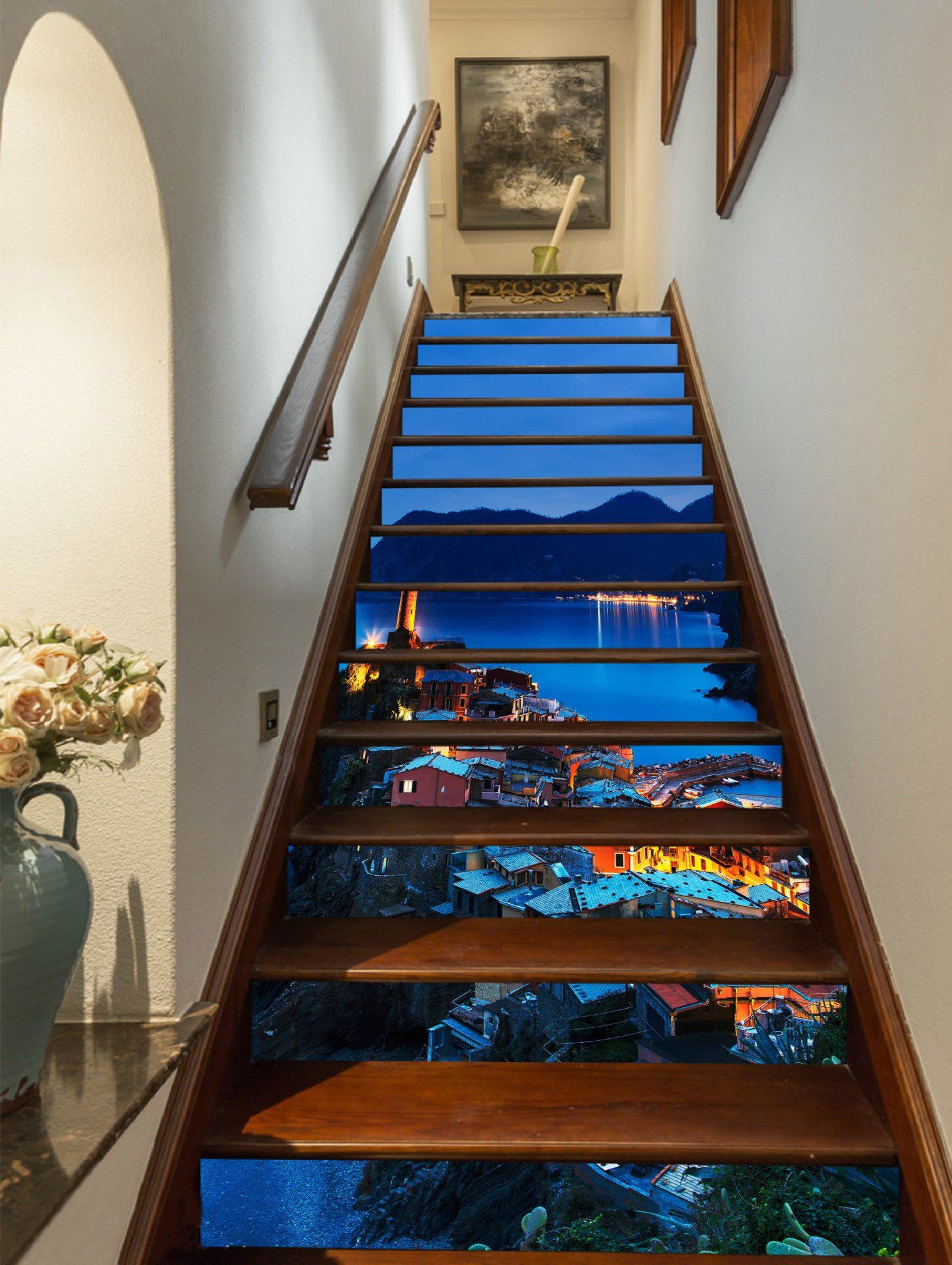 3D Seaside Beautiful Town 940 Stair Risers Wallpaper AJ Wallpaper 