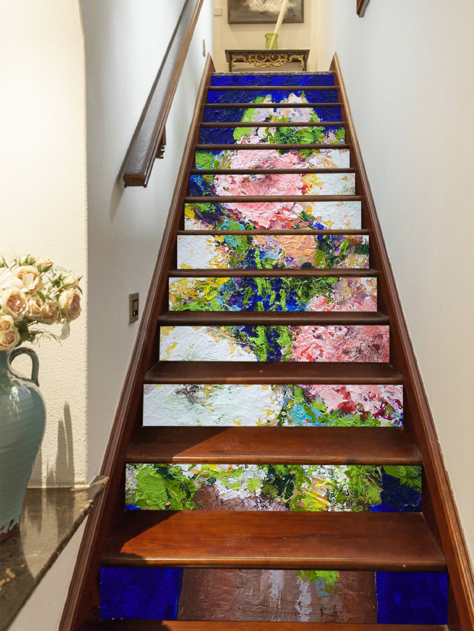 3D Pink White Flower Vase 9041 Allan P. Friedlander Stair Risers