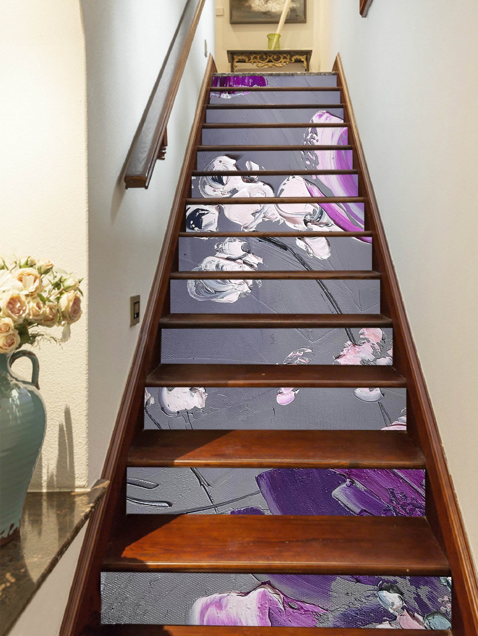 3D Purple Flowers 3922 Skromova Marina Stair Risers