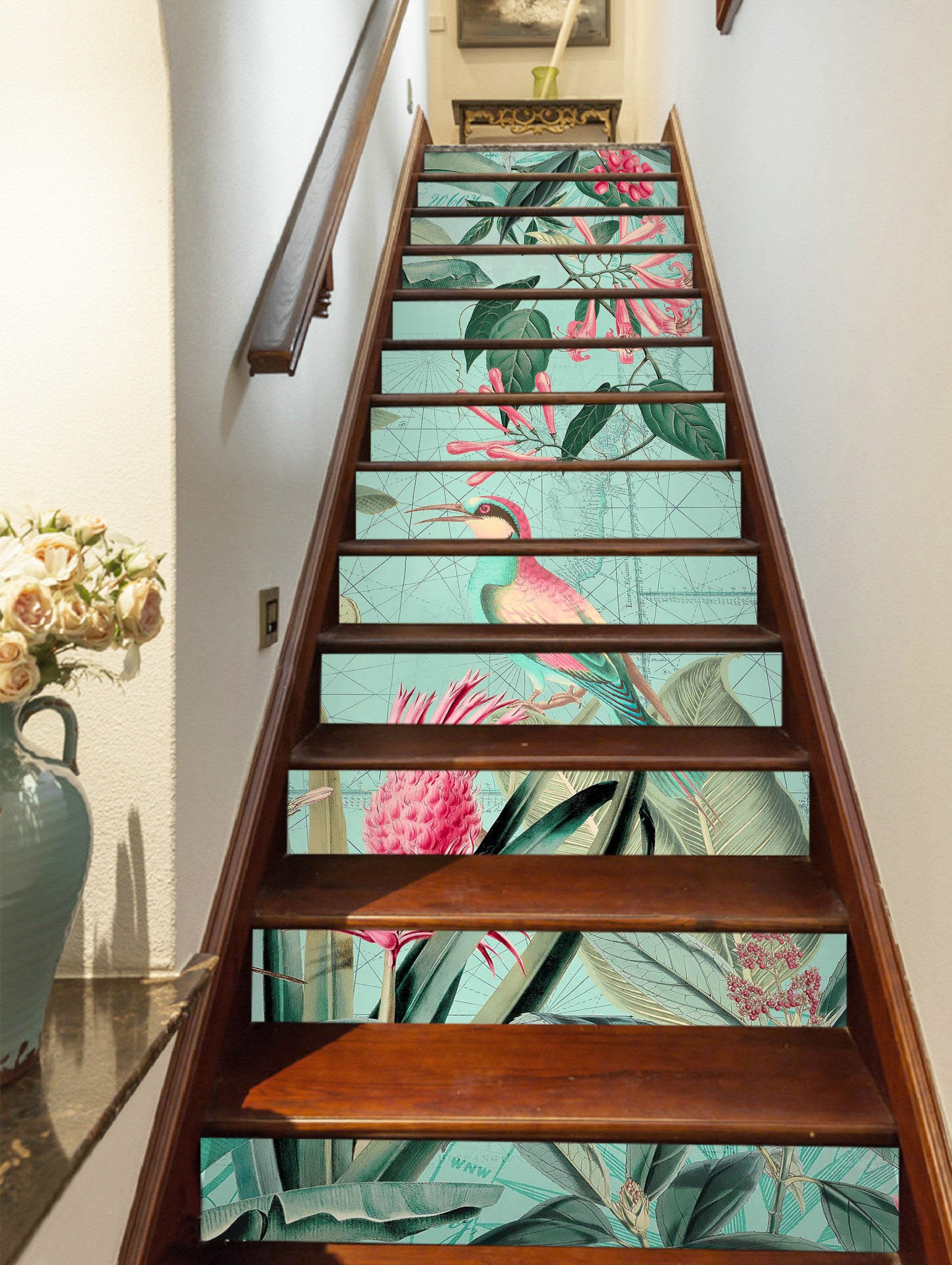 3D Colorful Bird Leaves 104119 Andrea Haase Stair Risers