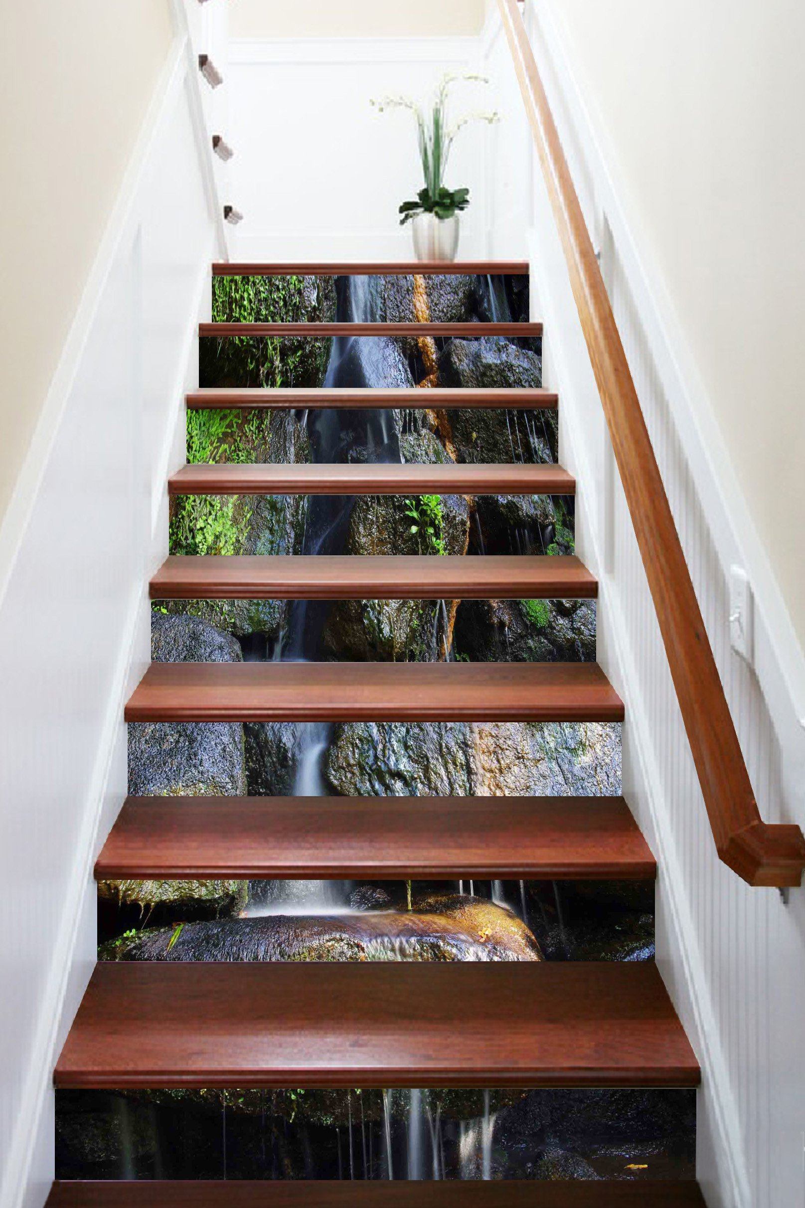 3D Rocks Water Flows 1171 Stair Risers Wallpaper AJ Wallpaper 