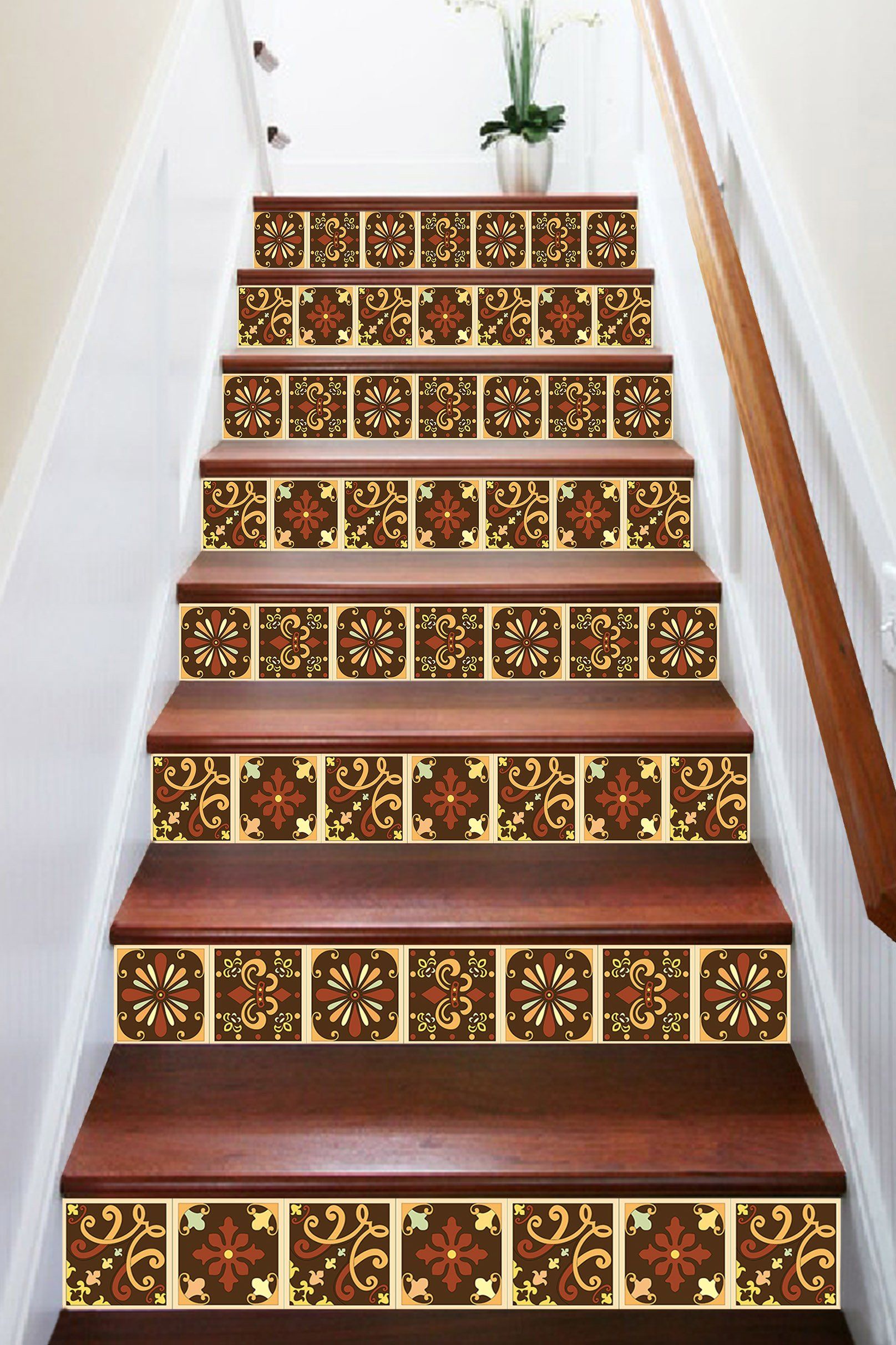3D Metal Pattern 1652 Stair Risers Wallpaper AJ Wallpaper 