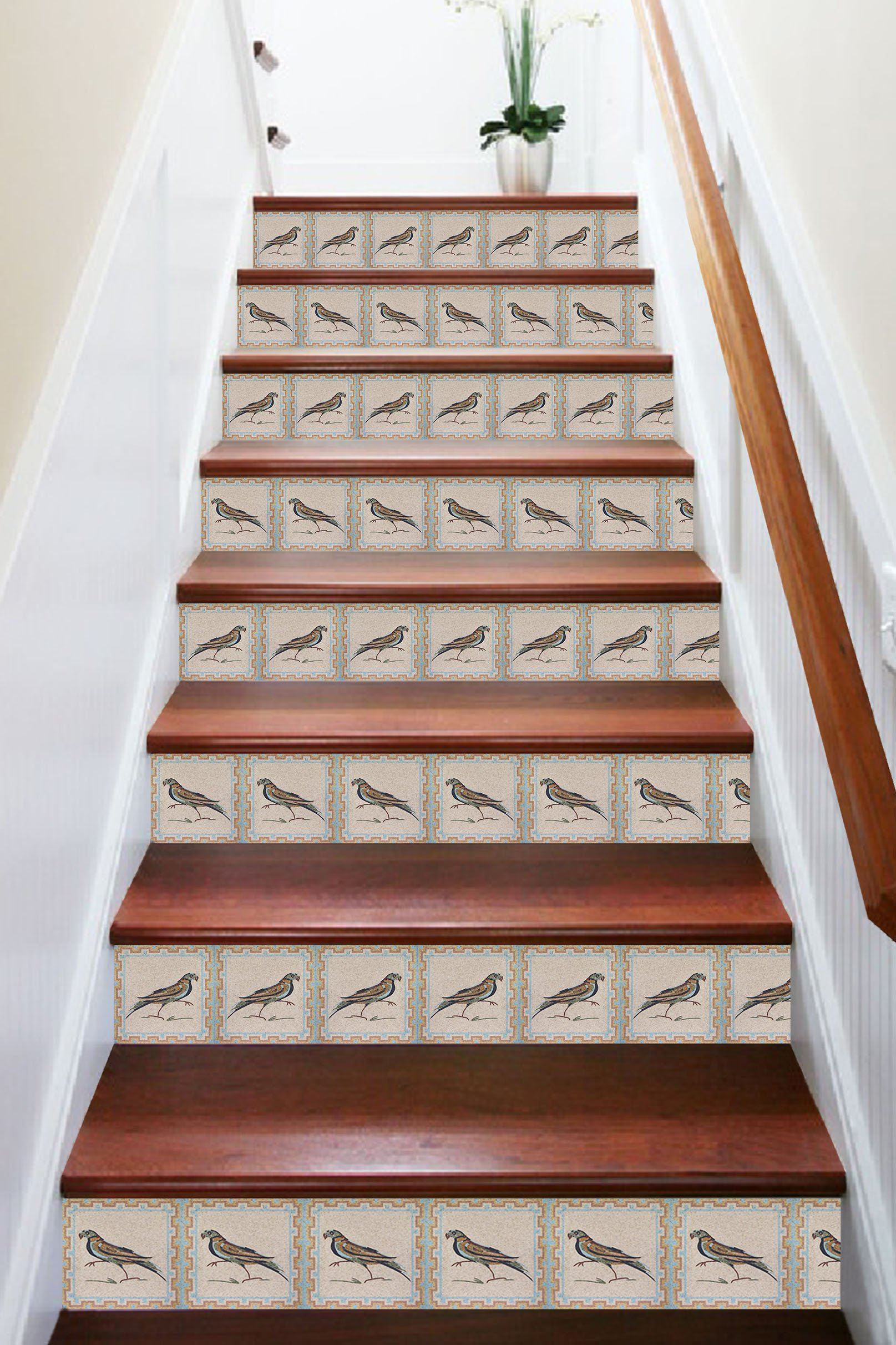 3D Bird Pattern 1681 Stair Risers Wallpaper AJ Wallpaper 