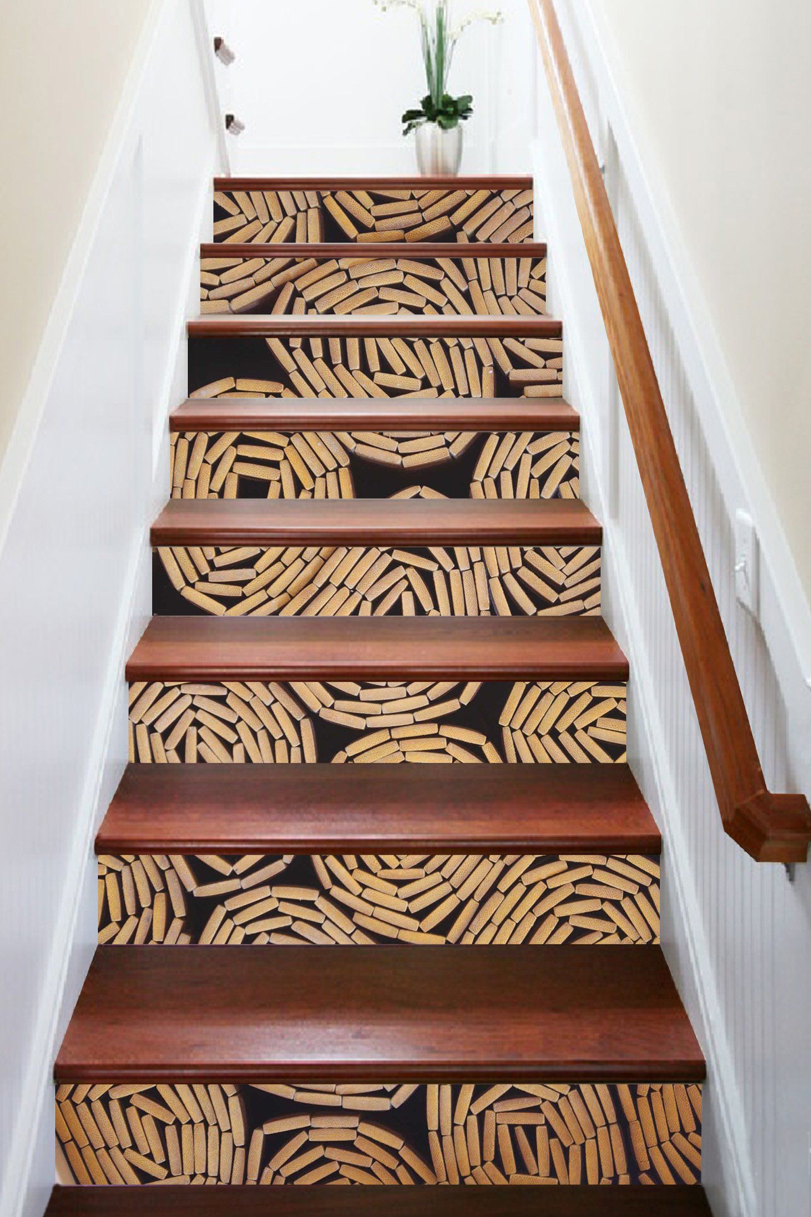 3D Bamboo Mats 1321 Stair Risers Wallpaper AJ Wallpaper 