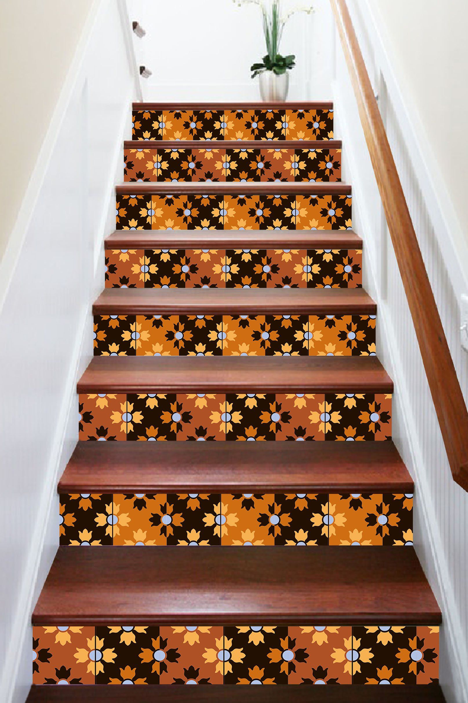 3D Retro Flower Pattern 1700 Stair Risers Wallpaper AJ Wallpaper 