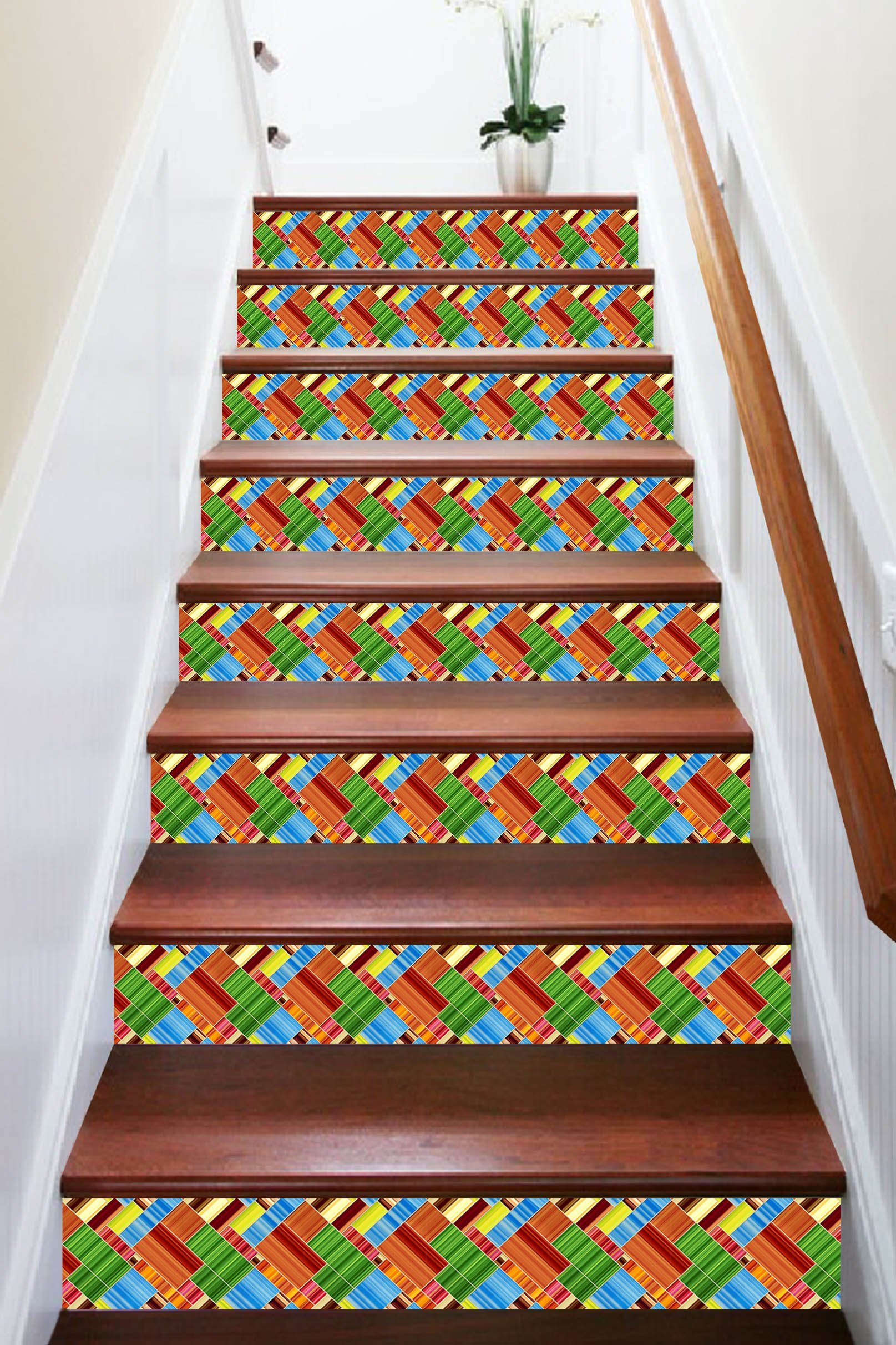 3D Colorful Four Deformations 1698 Stair Risers Wallpaper AJ Wallpaper 