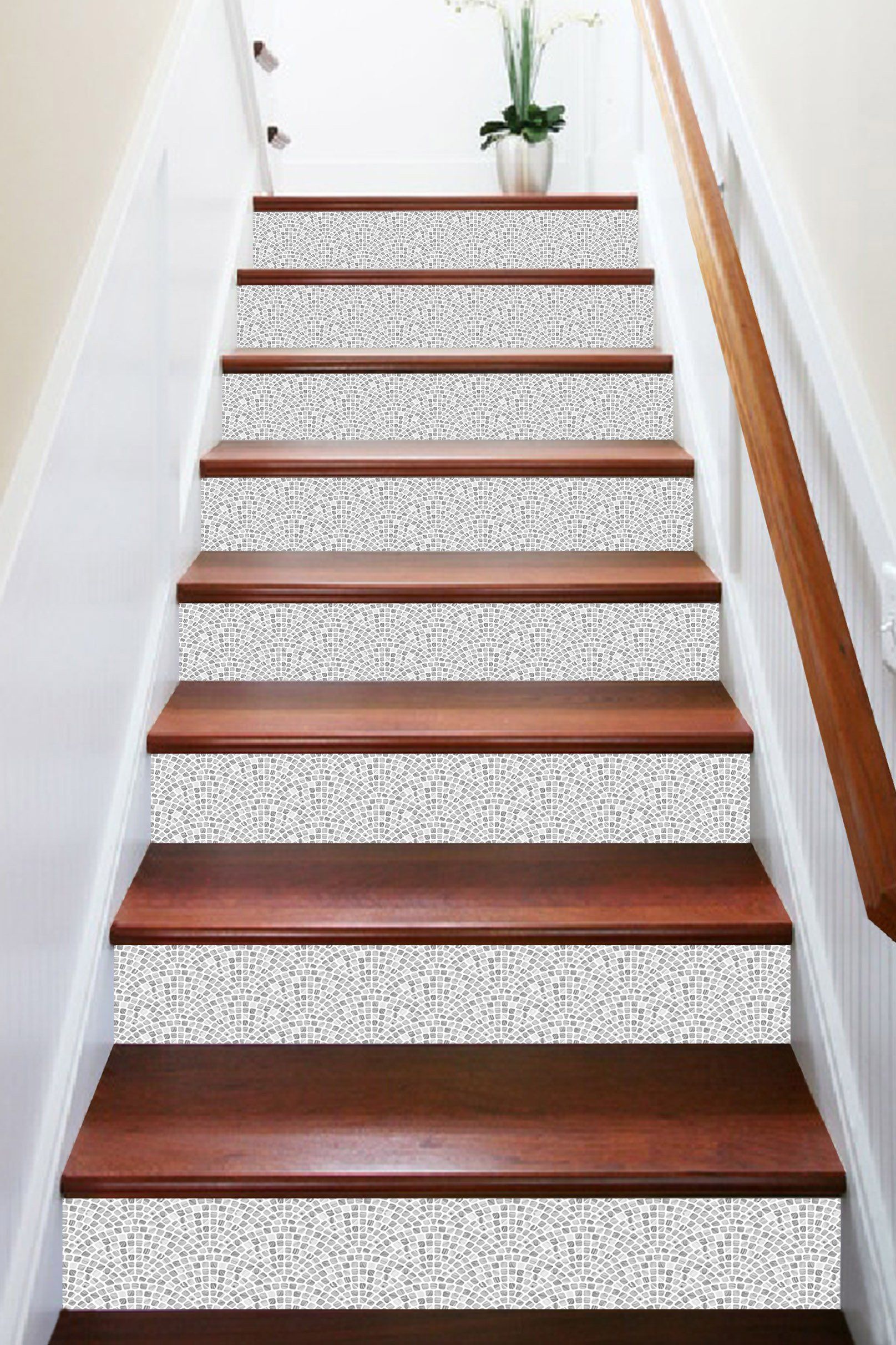 3D Fan Mosaic 333 Marble Tile Texture Stair Risers Wallpaper AJ Wallpaper 