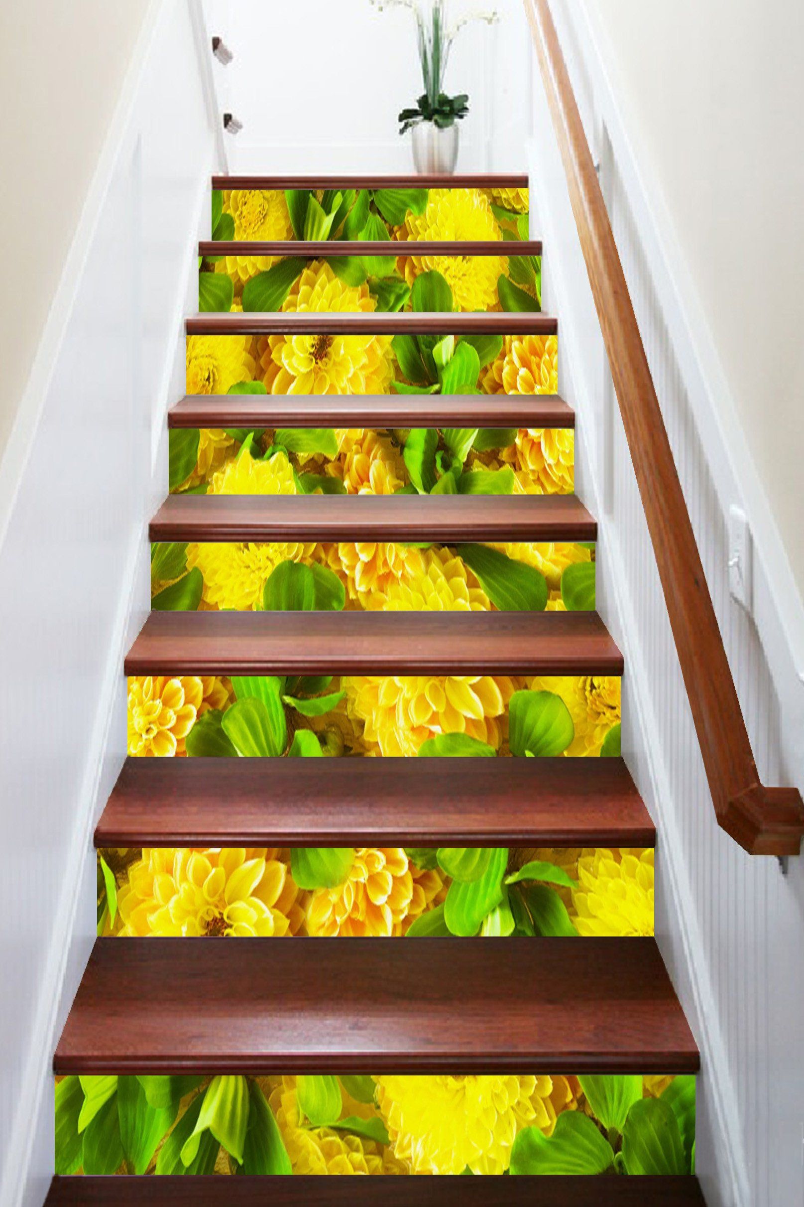 3D Bright Shiny Flowers 1401 Stair Risers Wallpaper AJ Wallpaper 