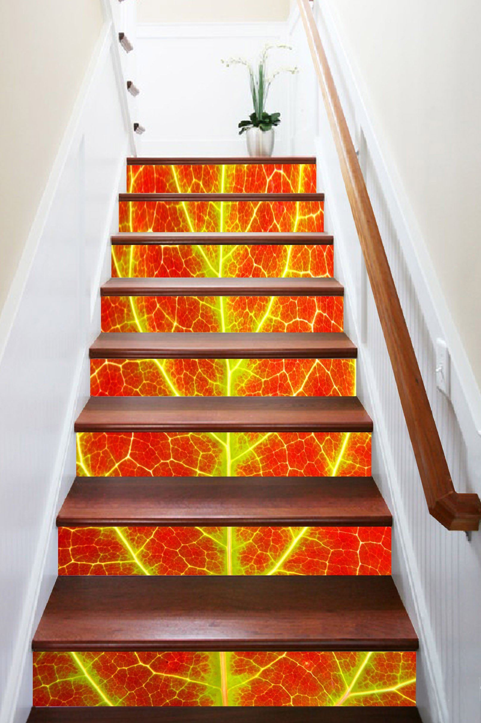 3D Bright Leaf Veins 1110 Stair Risers Wallpaper AJ Wallpaper 