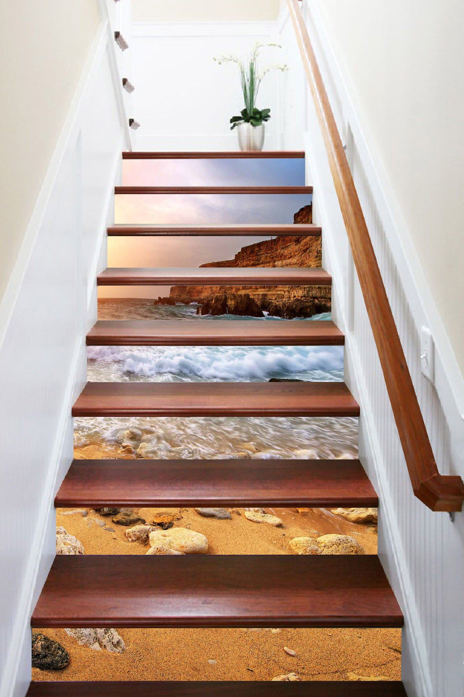 3D Sea Beach Stones 1268 Stair Risers Wallpaper AJ Wallpaper 