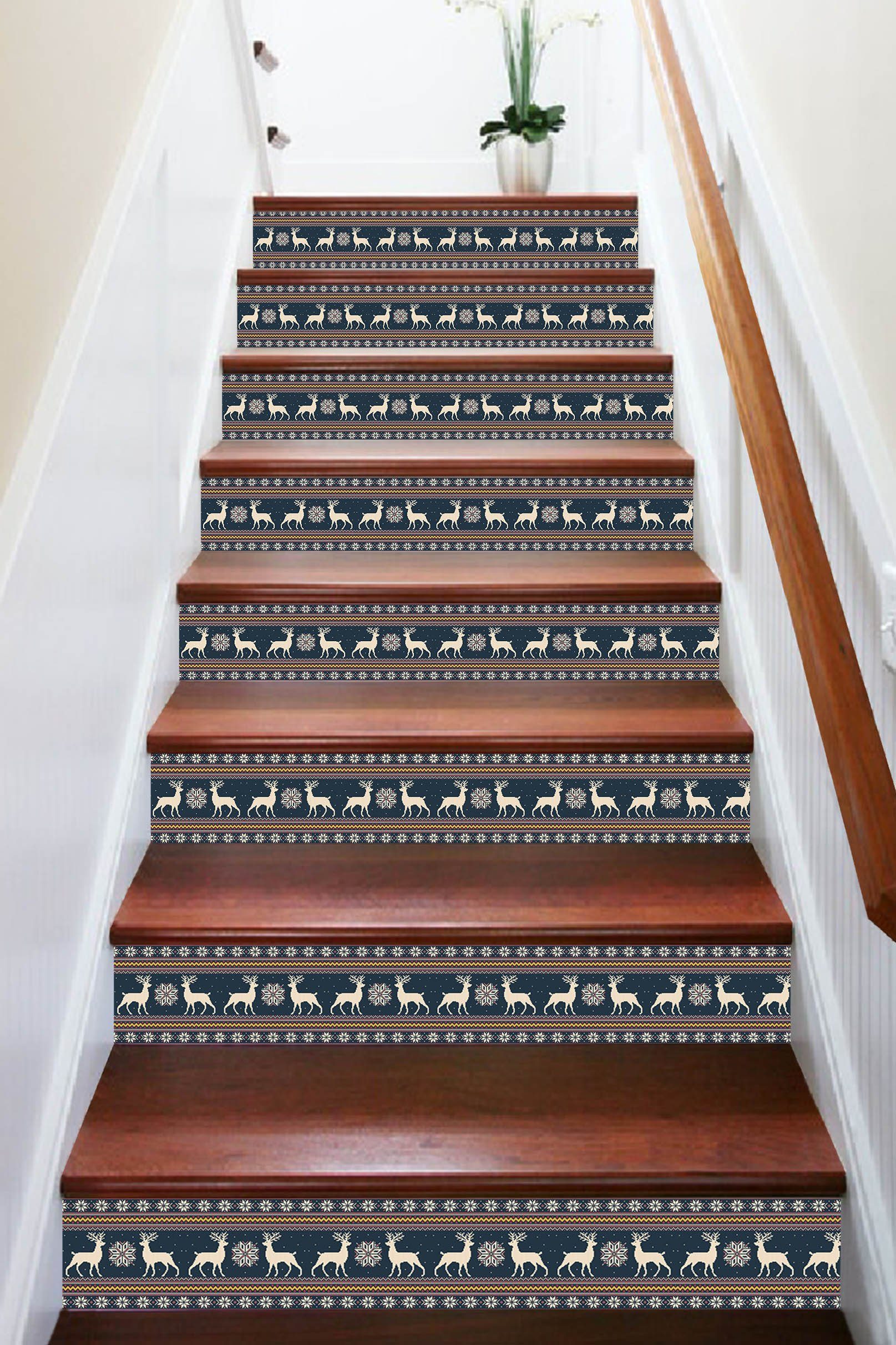 3D Deer Pattern 1702 Stair Risers Wallpaper AJ Wallpaper 