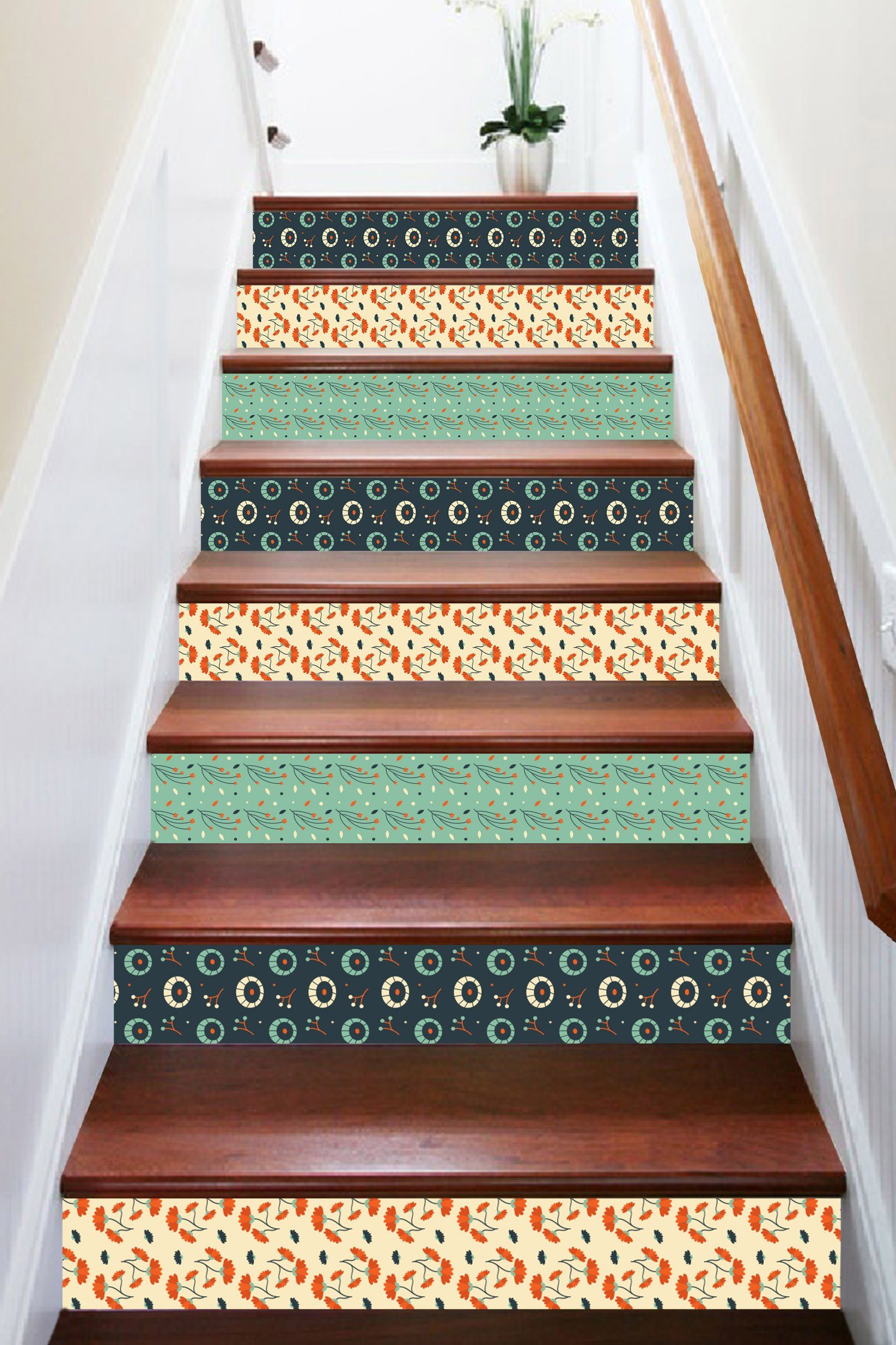 3D Swaying Flowers Pattern 1677 Stair Risers Wallpaper AJ Wallpaper 