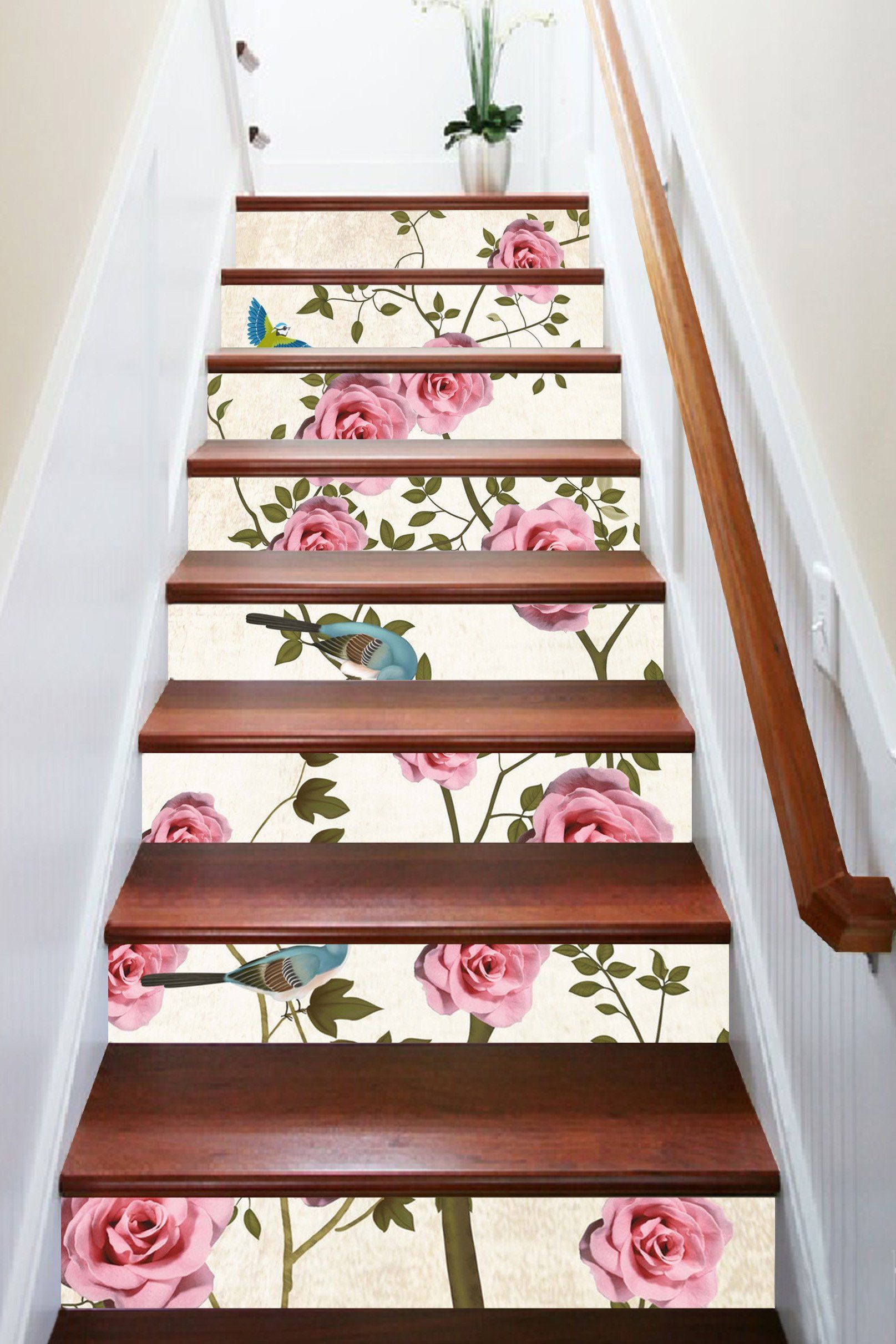 3D Flowers And Birds 1528 Stair Risers Wallpaper AJ Wallpaper 