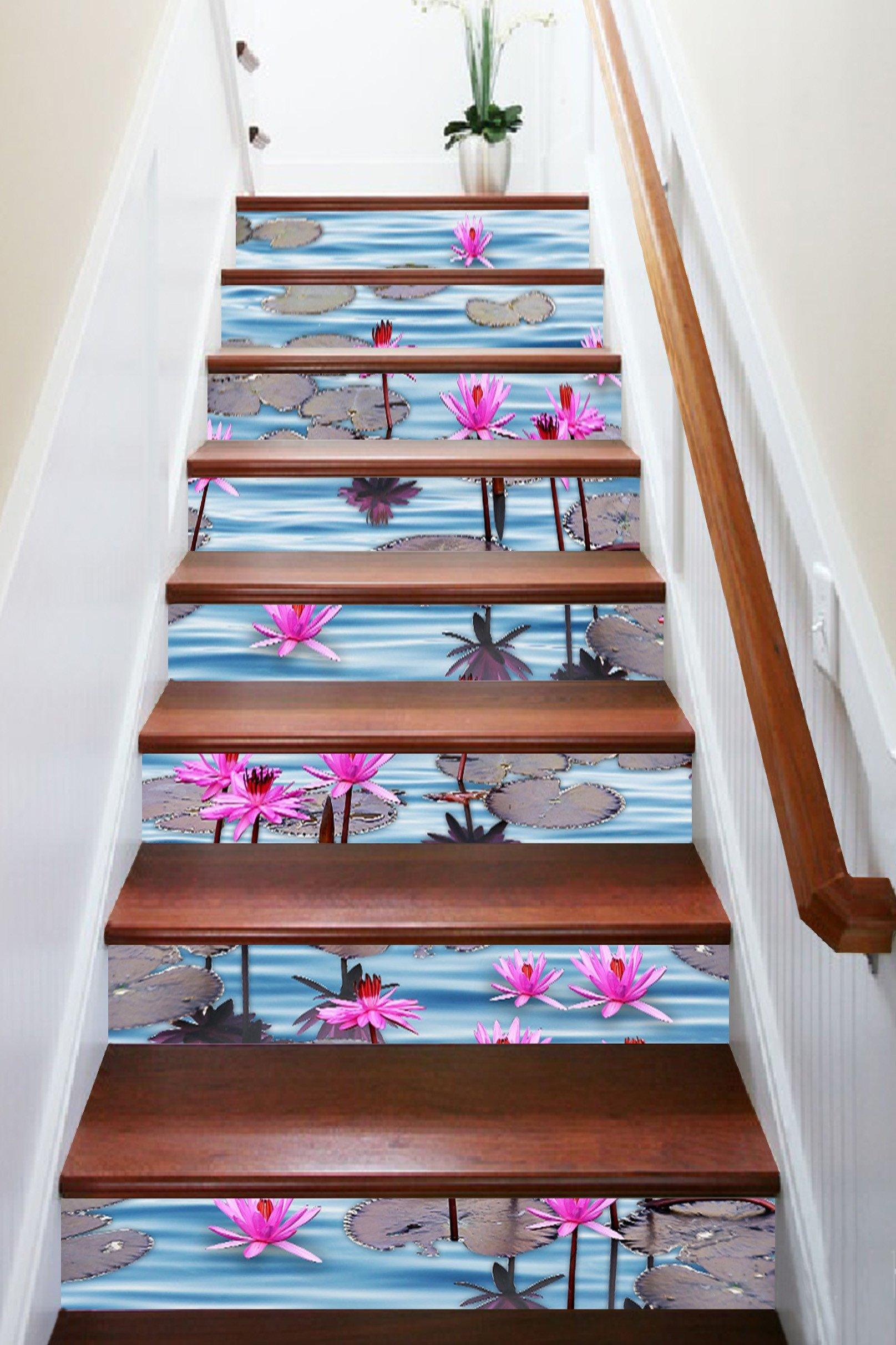 3D Beautiful Water Lily 1332 Stair Risers Wallpaper AJ Wallpaper 