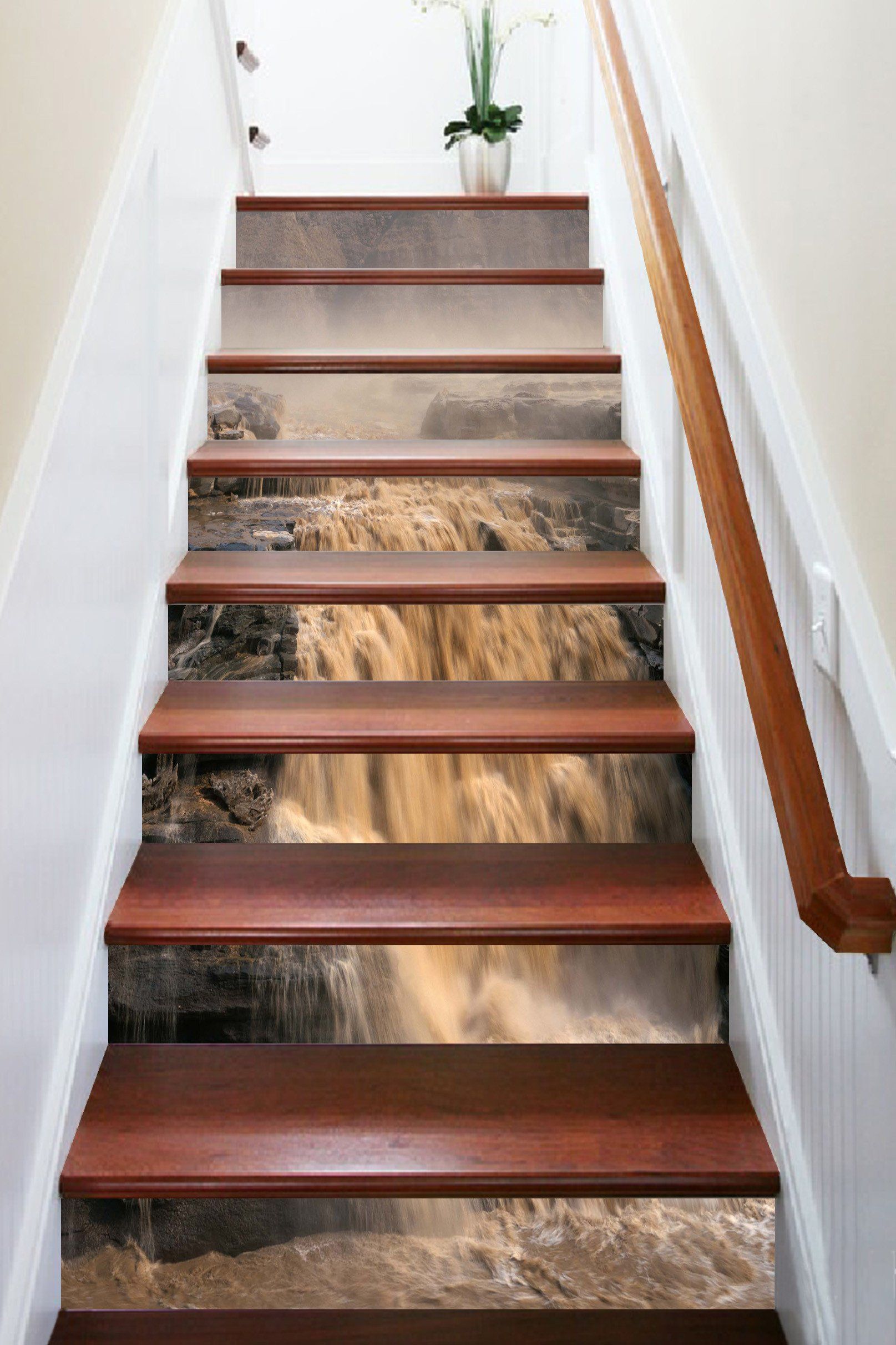 3D Turbid Waterfall 1307 Stair Risers Wallpaper AJ Wallpaper 