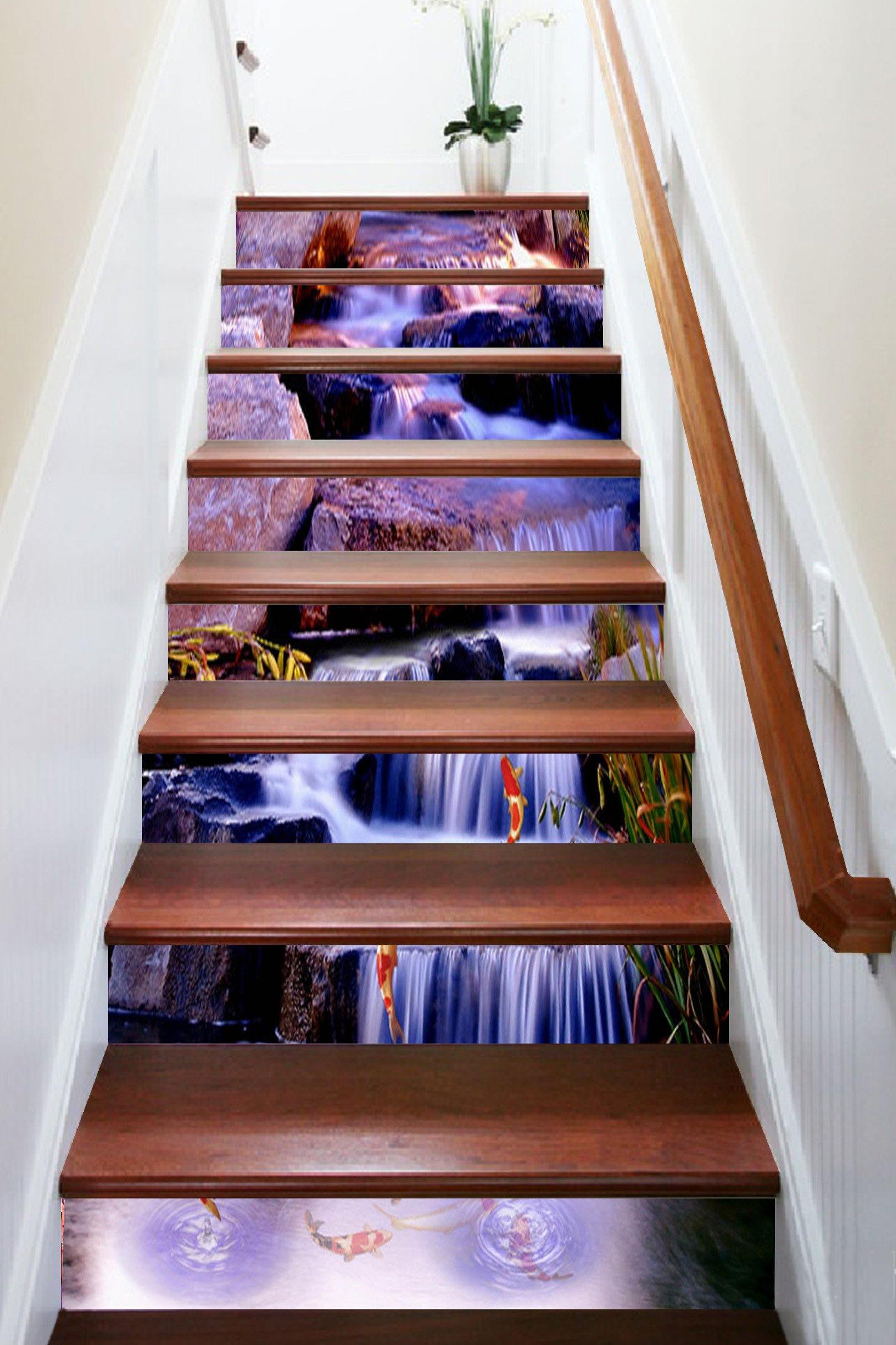 3D Creek Carps 1428 Stair Risers Wallpaper AJ Wallpaper 