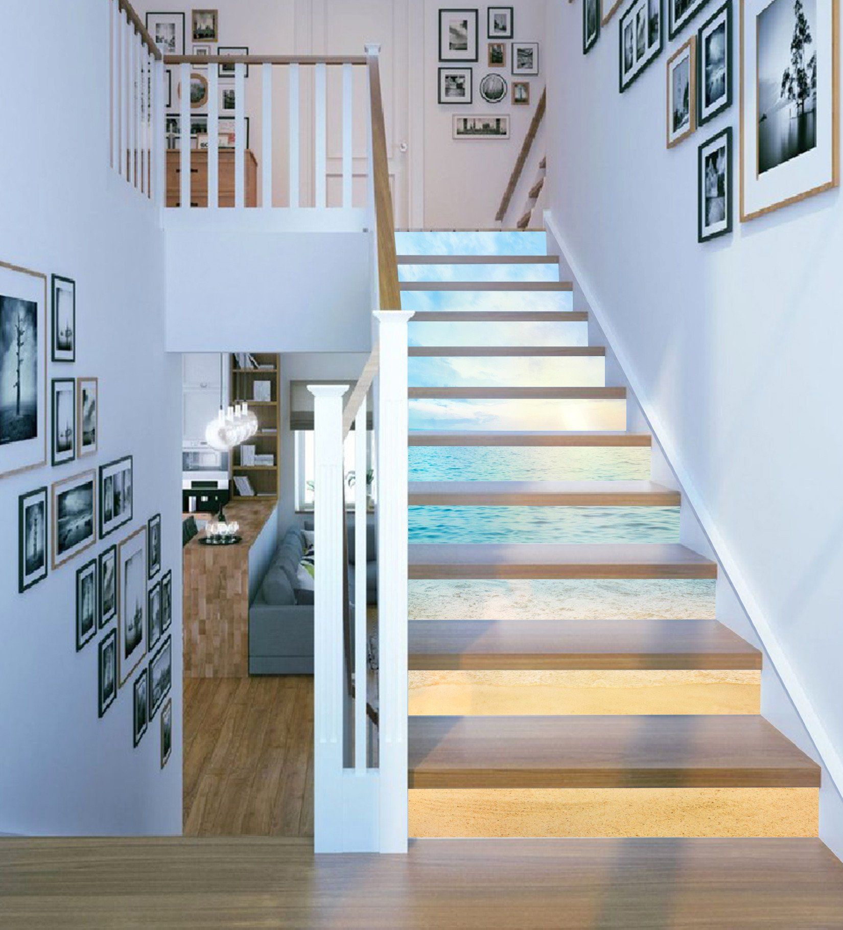 3D Sunny Sea Scenery 909 Stair Risers Wallpaper AJ Wallpaper 