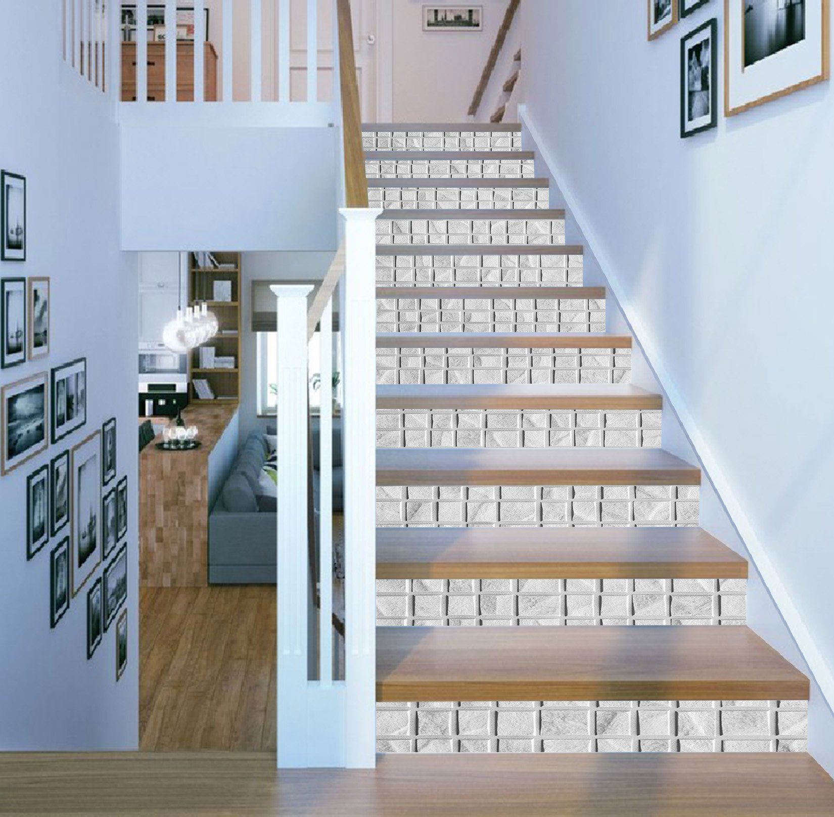 3D Quadrilateral Array 875 Marble Tile Texture Stair Risers Wallpaper AJ Wallpaper 
