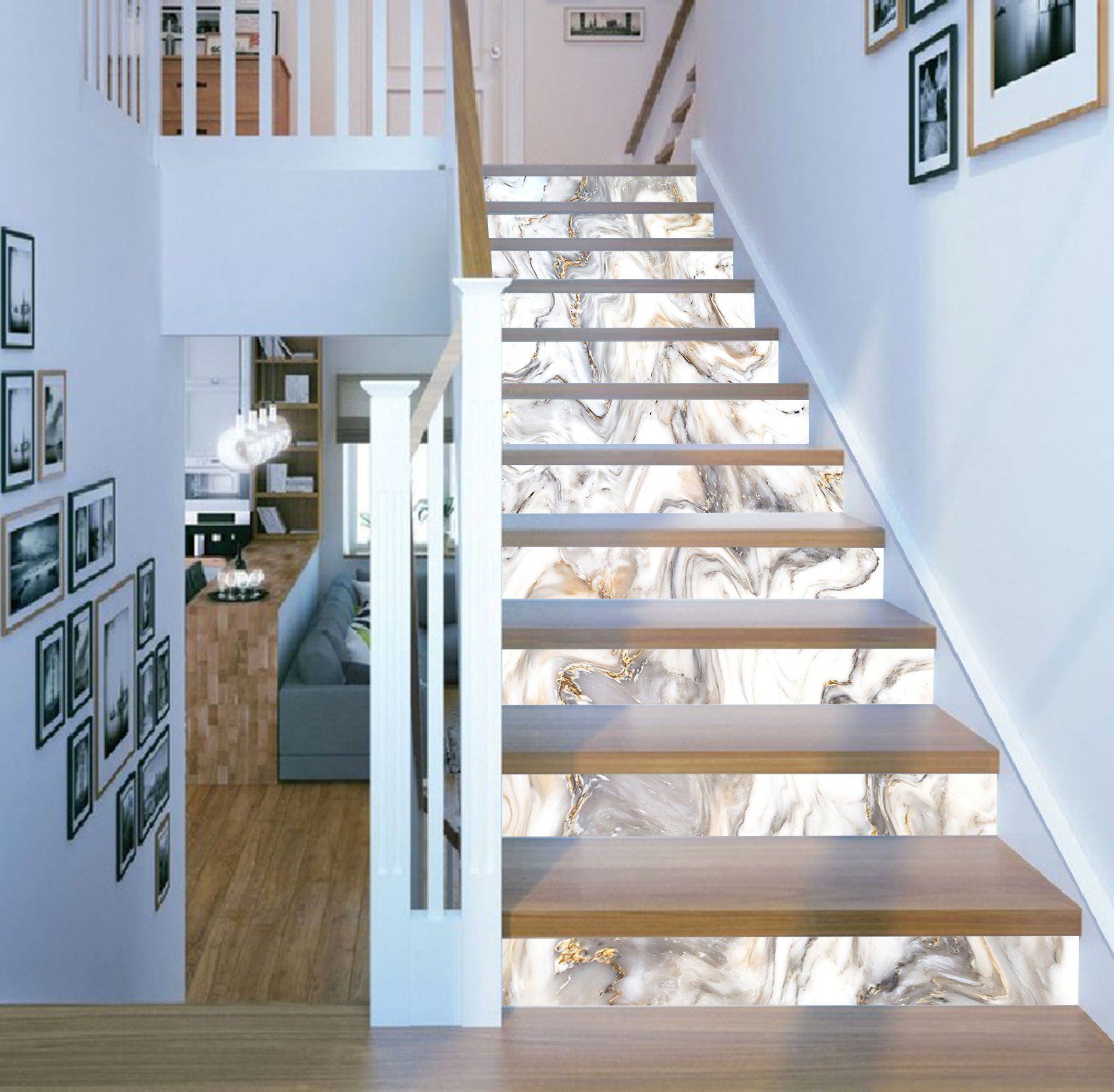 3D Alpine River 621 Marble Tile Texture Stair Risers Wallpaper AJ Wallpaper 