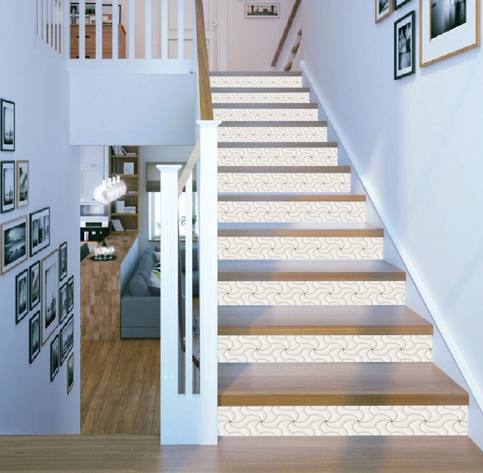 3D White Windmill 0084 Marble Tile Texture Stair Risers Wallpaper AJ Wallpaper 
